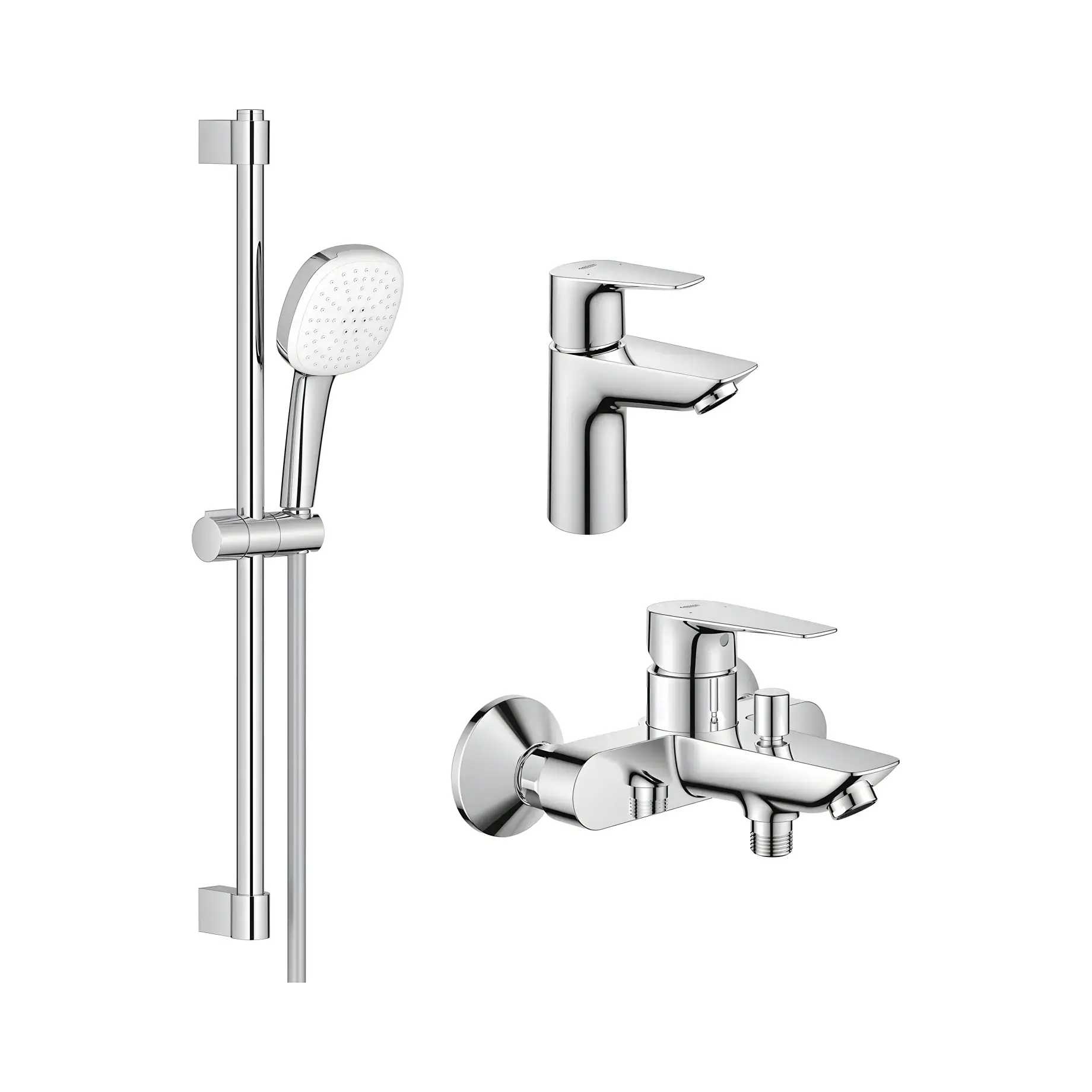 Комплект змішувачів для ванни 3 в 1 BauEdge New Grohe UA123365S1 — вид на білому тлі