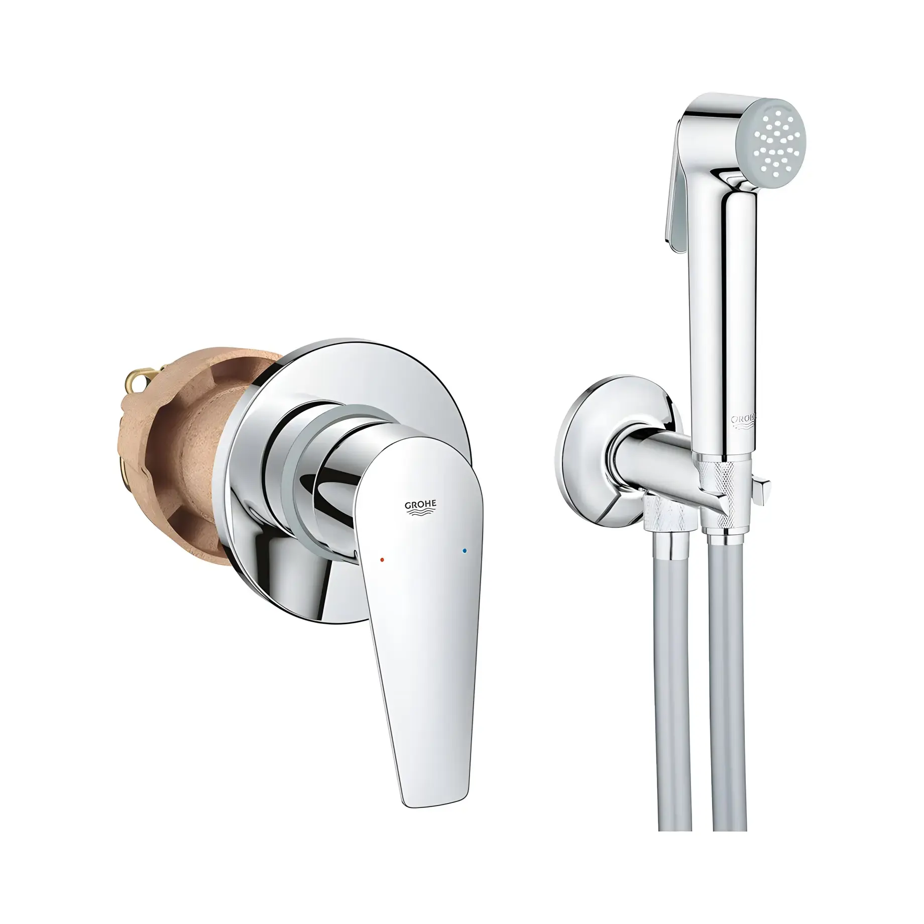 Комплект гігієнічного душу BauEdge New Grohe UA28512003 Chrome — вид на білому тлі