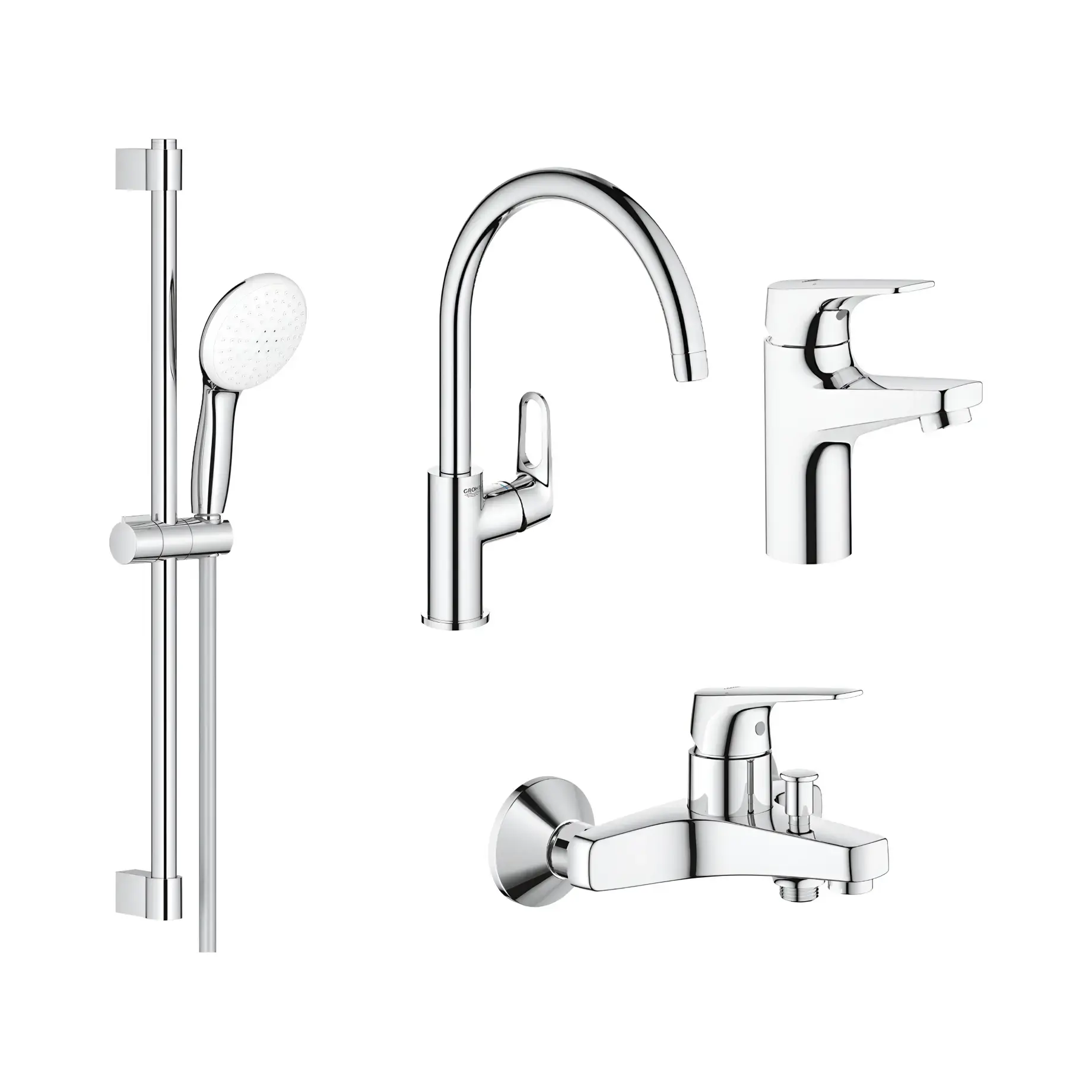 Комплект змішувачів для ванни 4 в 1 Bau Flow Grohe UA121640K1 — вид на білому тлі