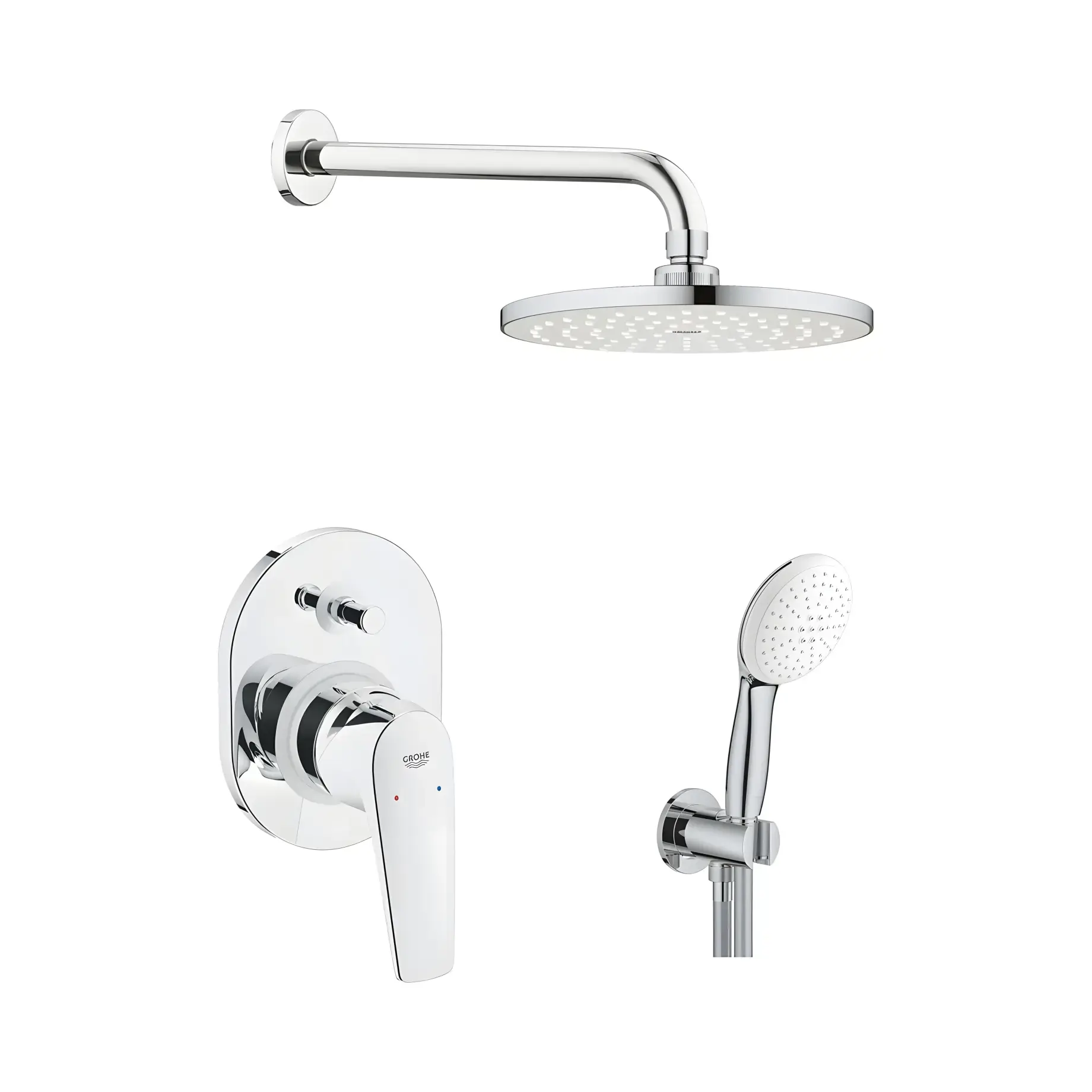 Душова система прихованого монтажу BauFlow з New Tempesta 200 Grohe UA29045003 Chrome — вид на білому тлі