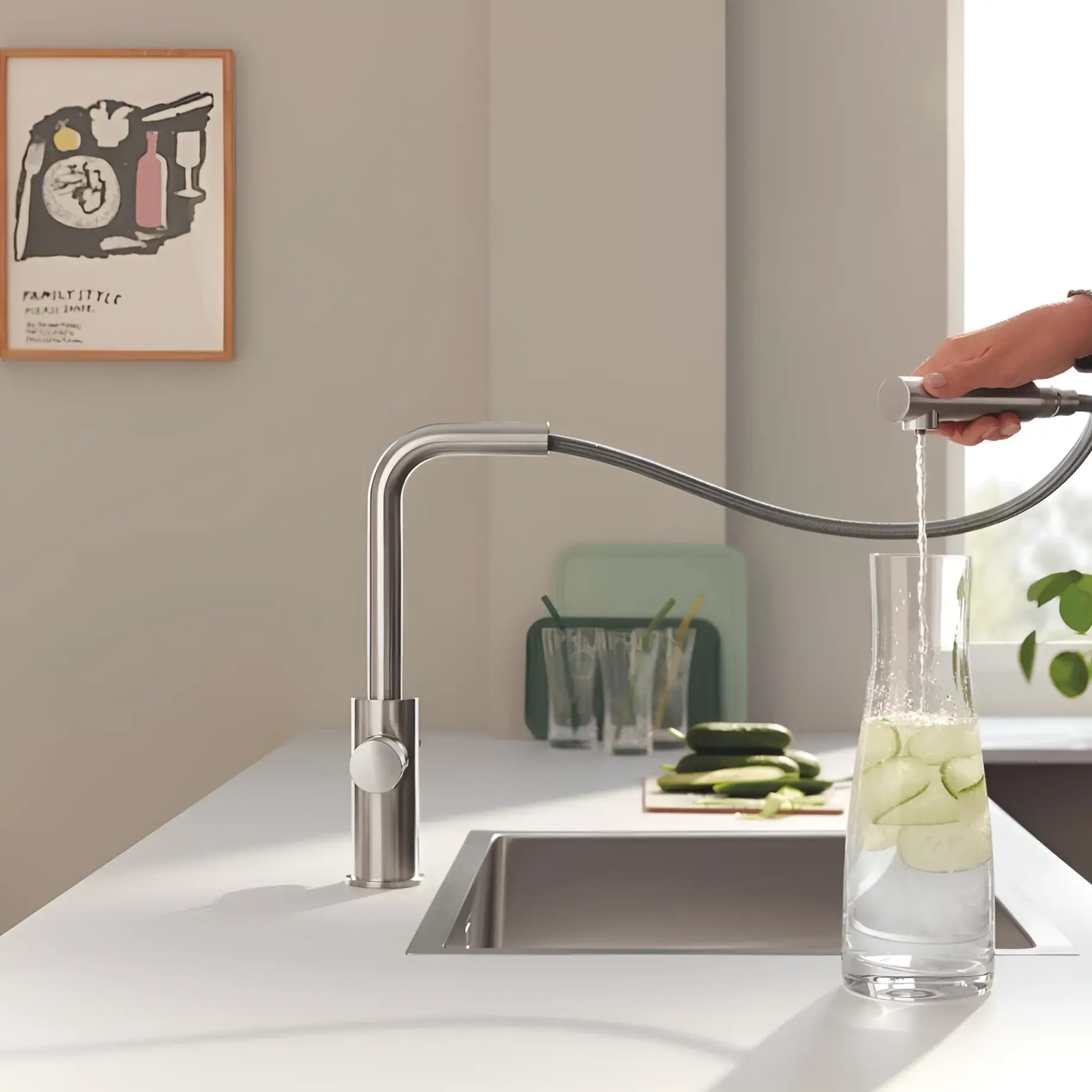 Змішувач для кухні Blue Pure Minta Grohe 30590DC0 Super Steel — бічний ракурс