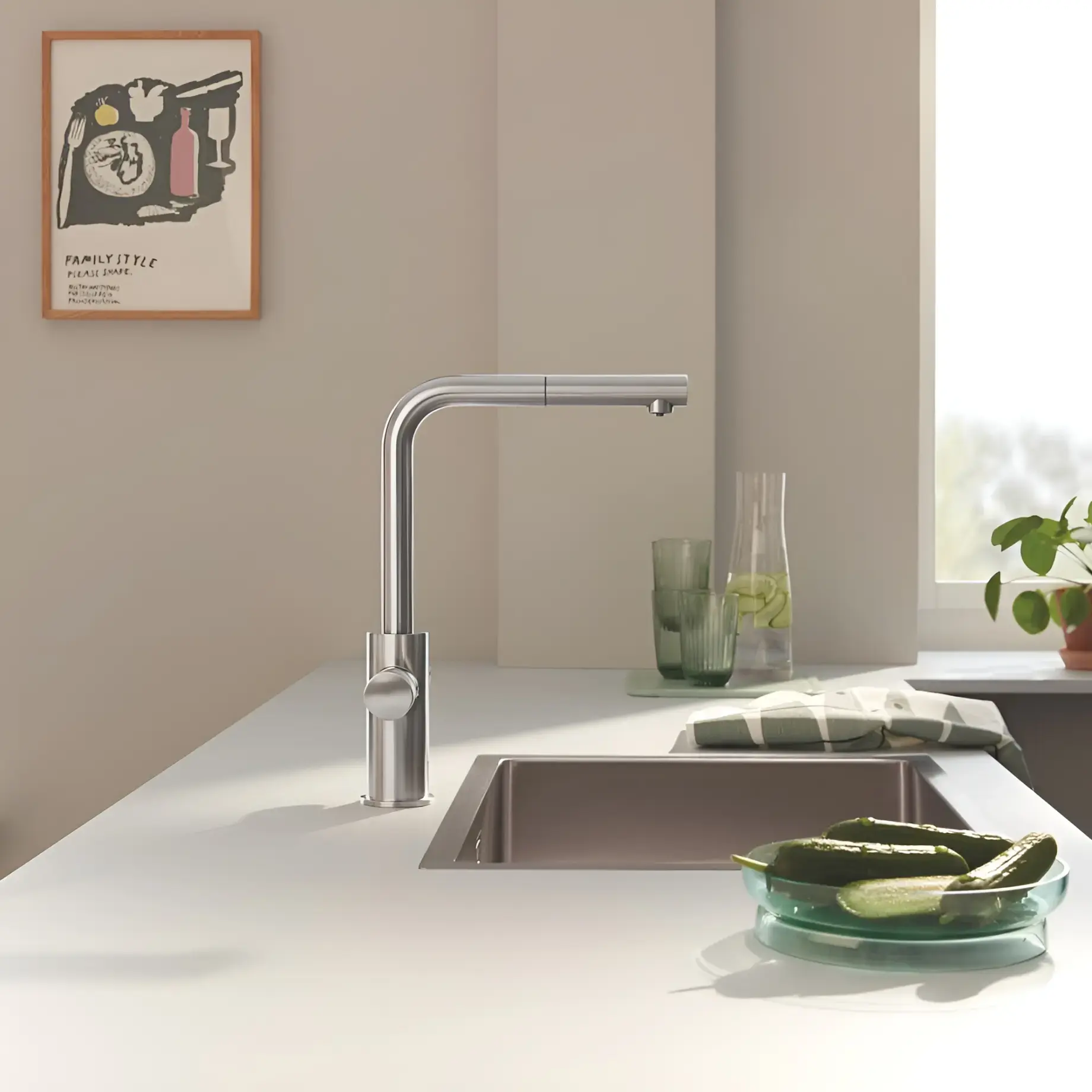 Змішувач для кухні Blue Pure Minta Grohe 30590DC0 Super Steel — вид спереду