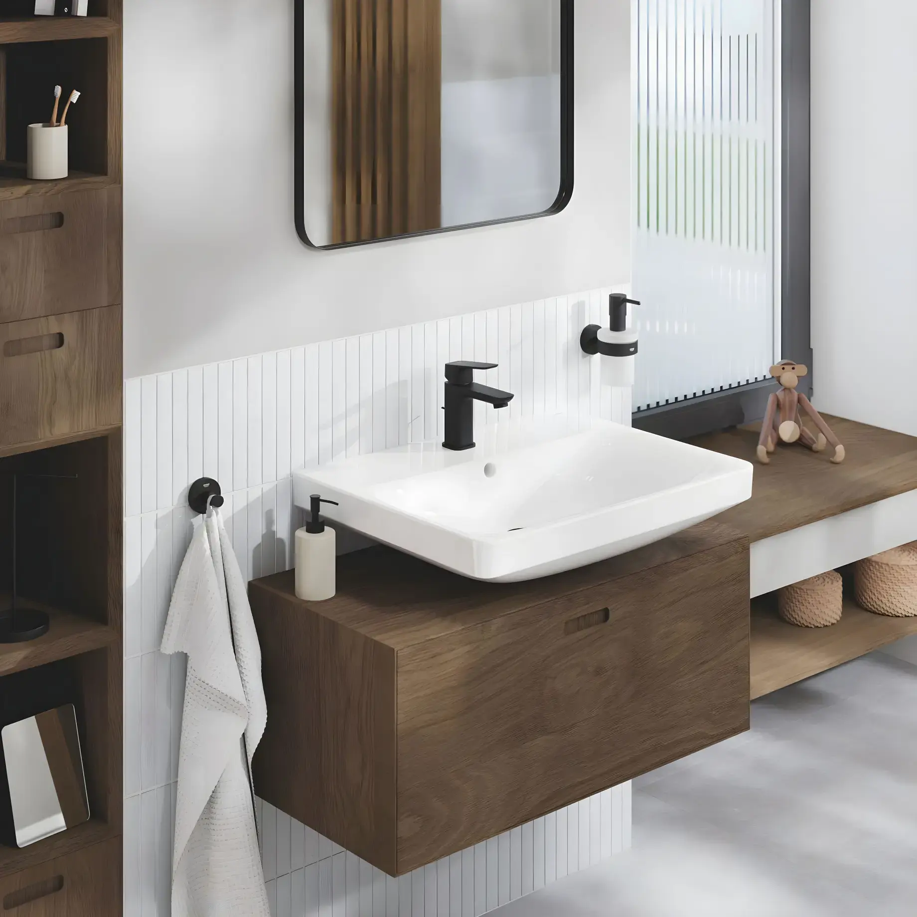 Змішувач для раковини з донним клапаном Cubeo, розмір S Grohe 1016942430 Black — бічний ракурс