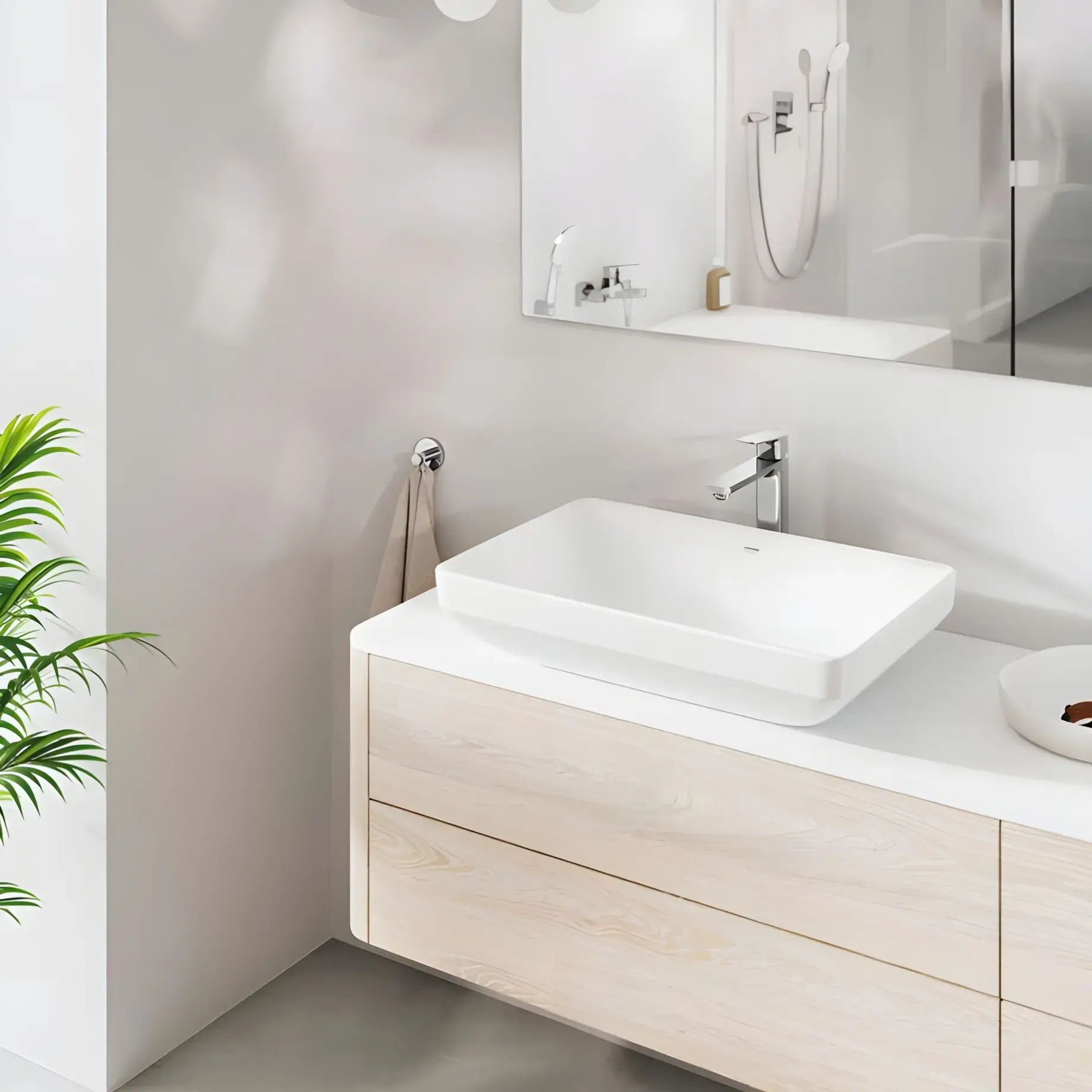 Змішувач для раковини високий Cubeo, розмір XL Grohe 1017290000 Chrome — бічний ракурс