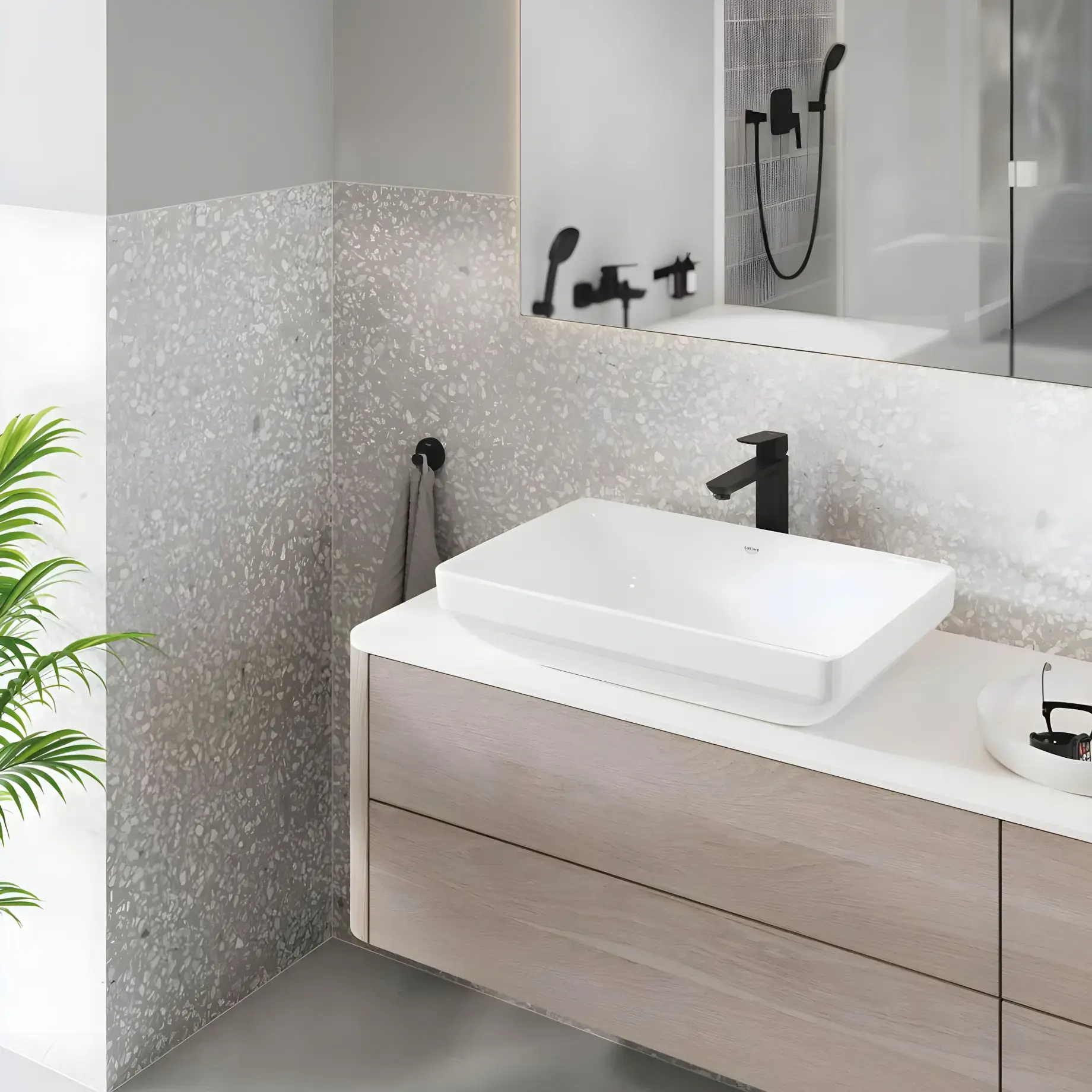 Змішувач для раковини високий Cubeo, розмір XL Grohe 1017292430 Black — вид спереду