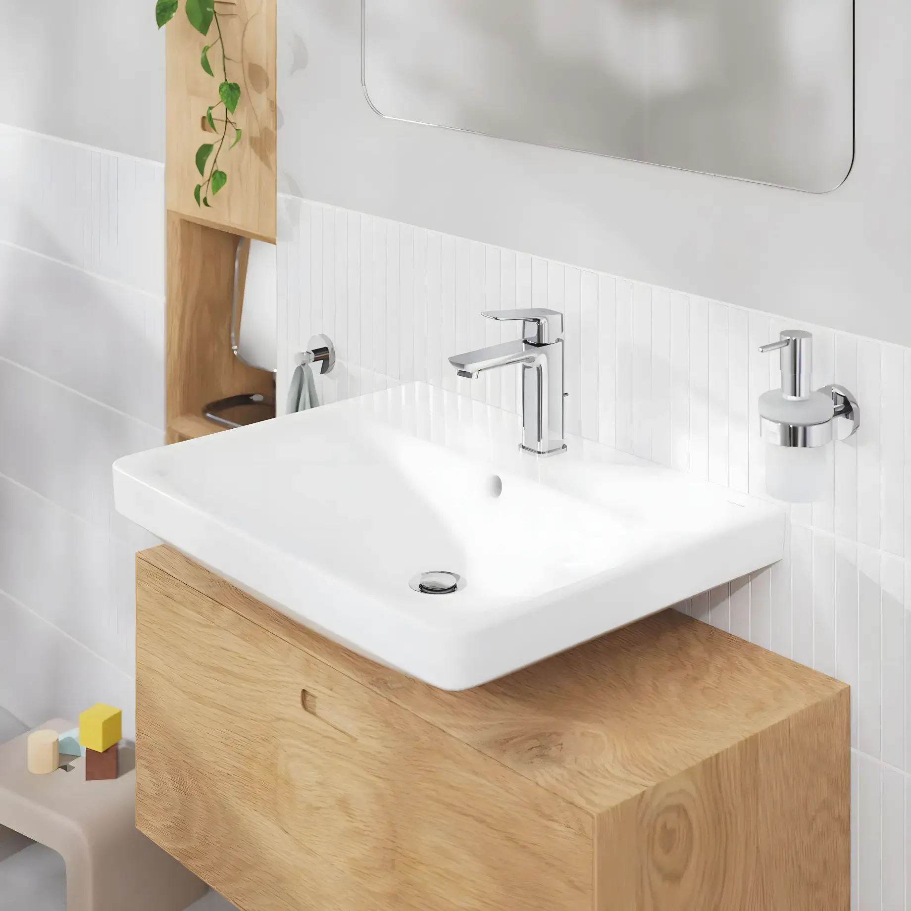 Змішувач для раковини з донним клапаном Cubeo, розмір M Grohe 1017490000 Chrome — вид спереду