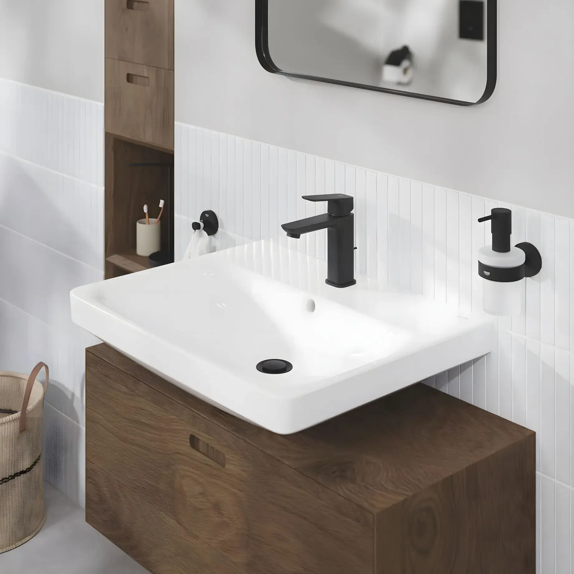 Змішувач для раковини з донним клапаном Cubeo, розмір M Grohe 1017492430 Black — вид спереду
