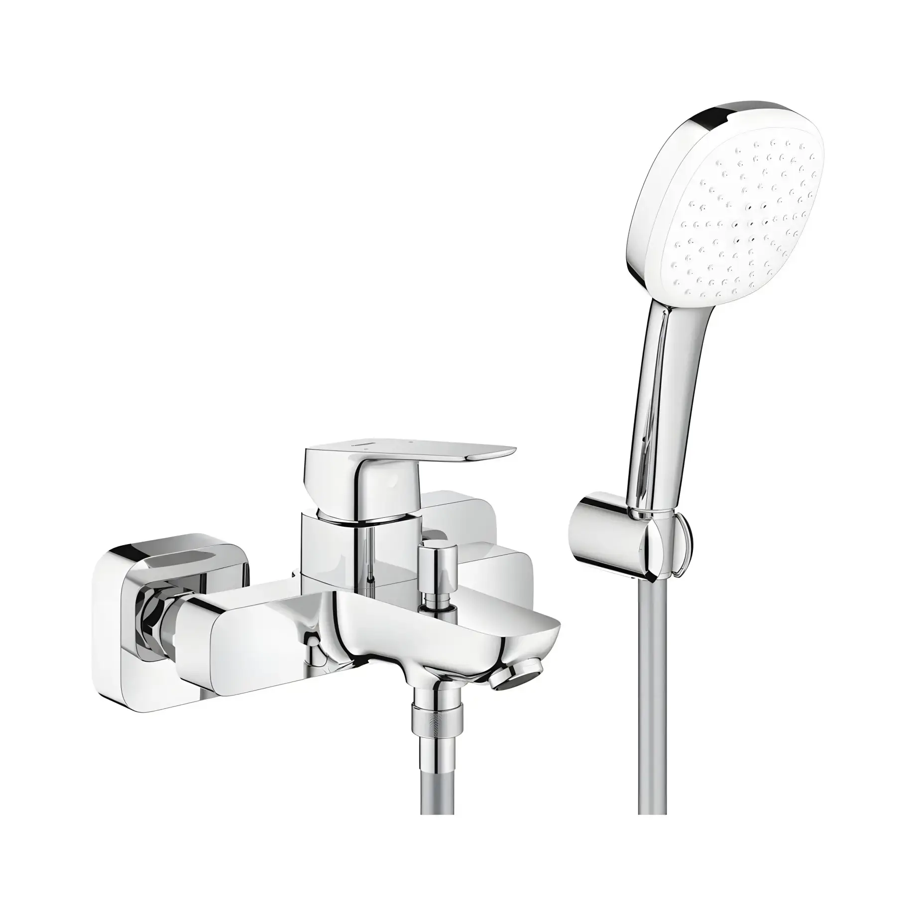 Змішувач для ванни Cubeo з душовим гарнітуром Grohe 1018140000 Chrome — вид на білому тлі