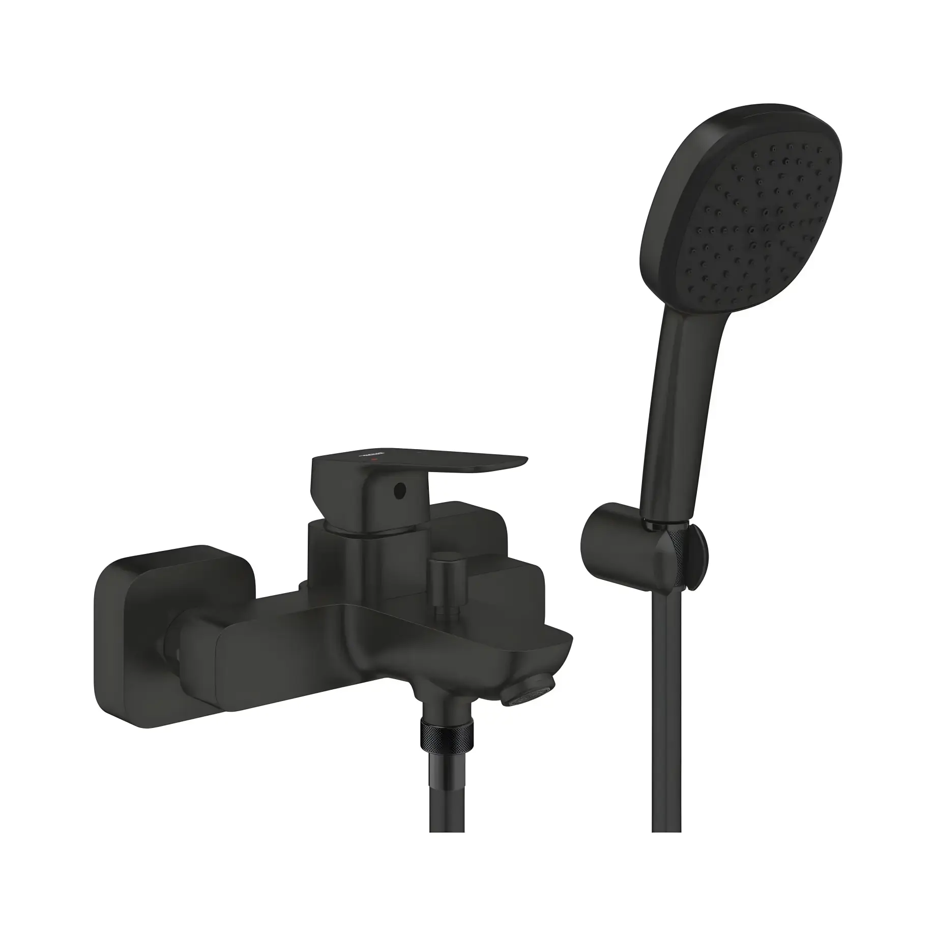 Змішувач для ванни Cubeo з душовим гарнітуром Grohe 1018142430 Black — вид на білому тлі