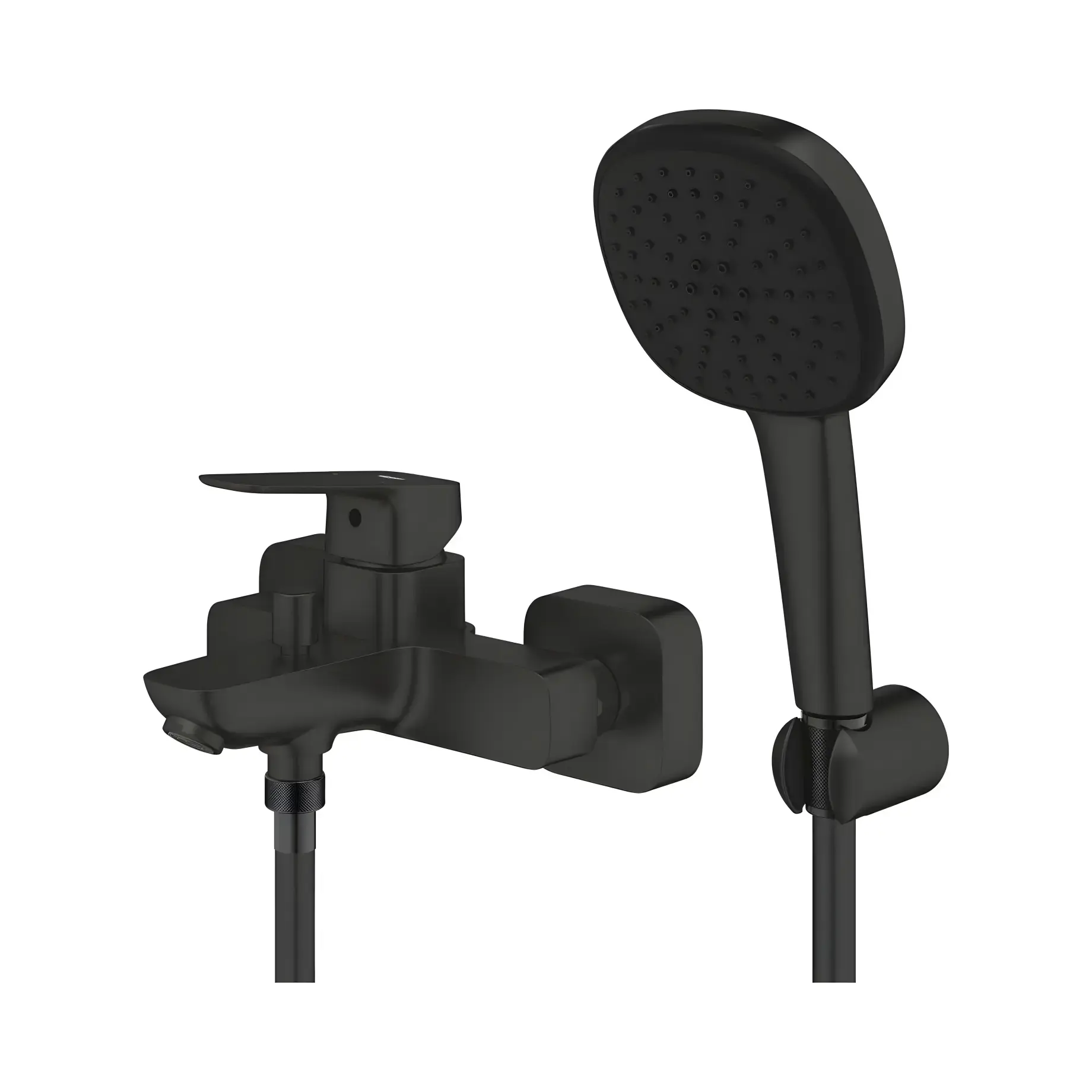 Змішувач для ванни Cubeo з душовим гарнітуром Grohe 1018142430 Black — бічний ракурс