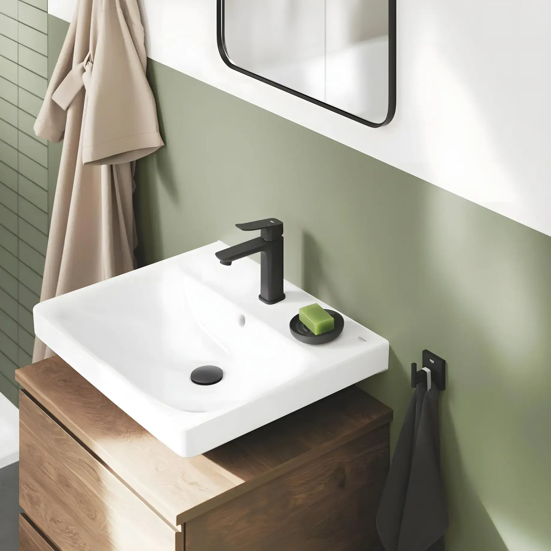 Змішувач для раковини Dice з донним клапаном Push-Open, розмір М Grohe 1018332430 Black — вид спереду