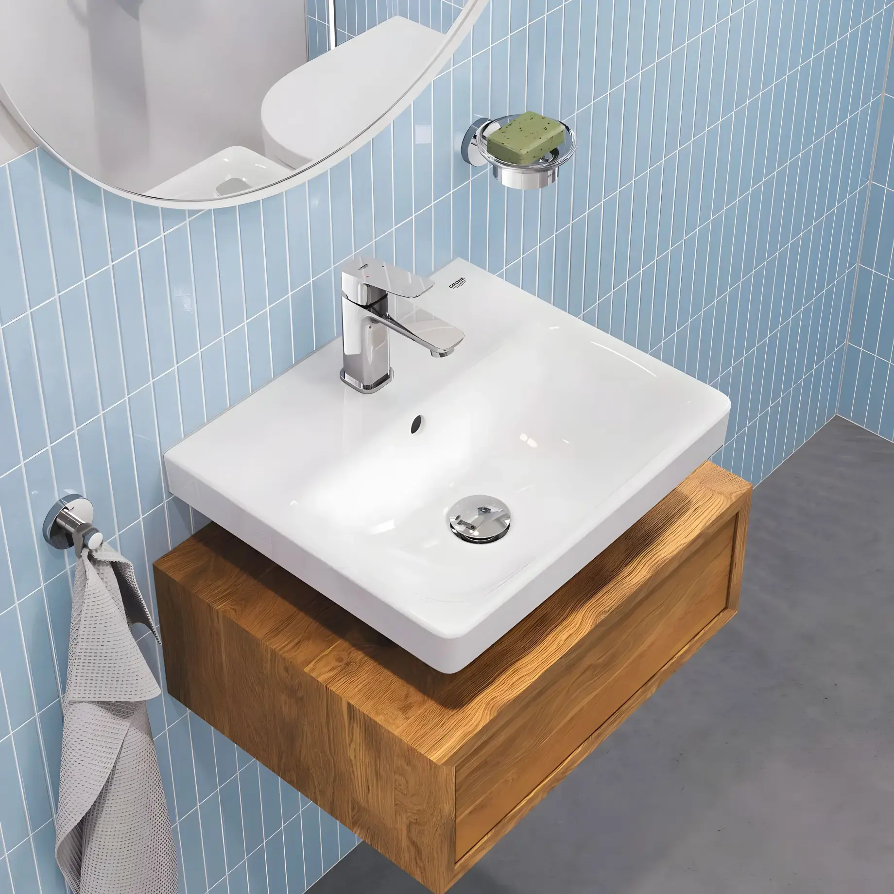 Змішувач для раковини Dice з донним клапаном Push-Open, розмір S Grohe 1018570000 Chrome — вид спереду