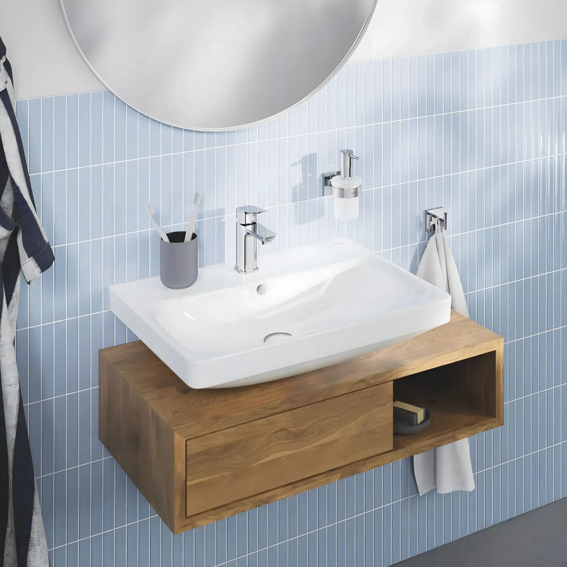 Змішувач для раковини Dice з донним клапаном Push-Open, розмір S Grohe 1018570000 Chrome — бічний ракурс