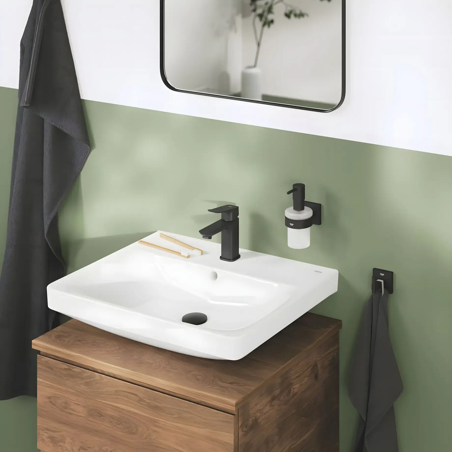 Змішувач для раковини Dice з донним клапаном Push-Open, розмір S Grohe 1018572430 Black — вид спереду