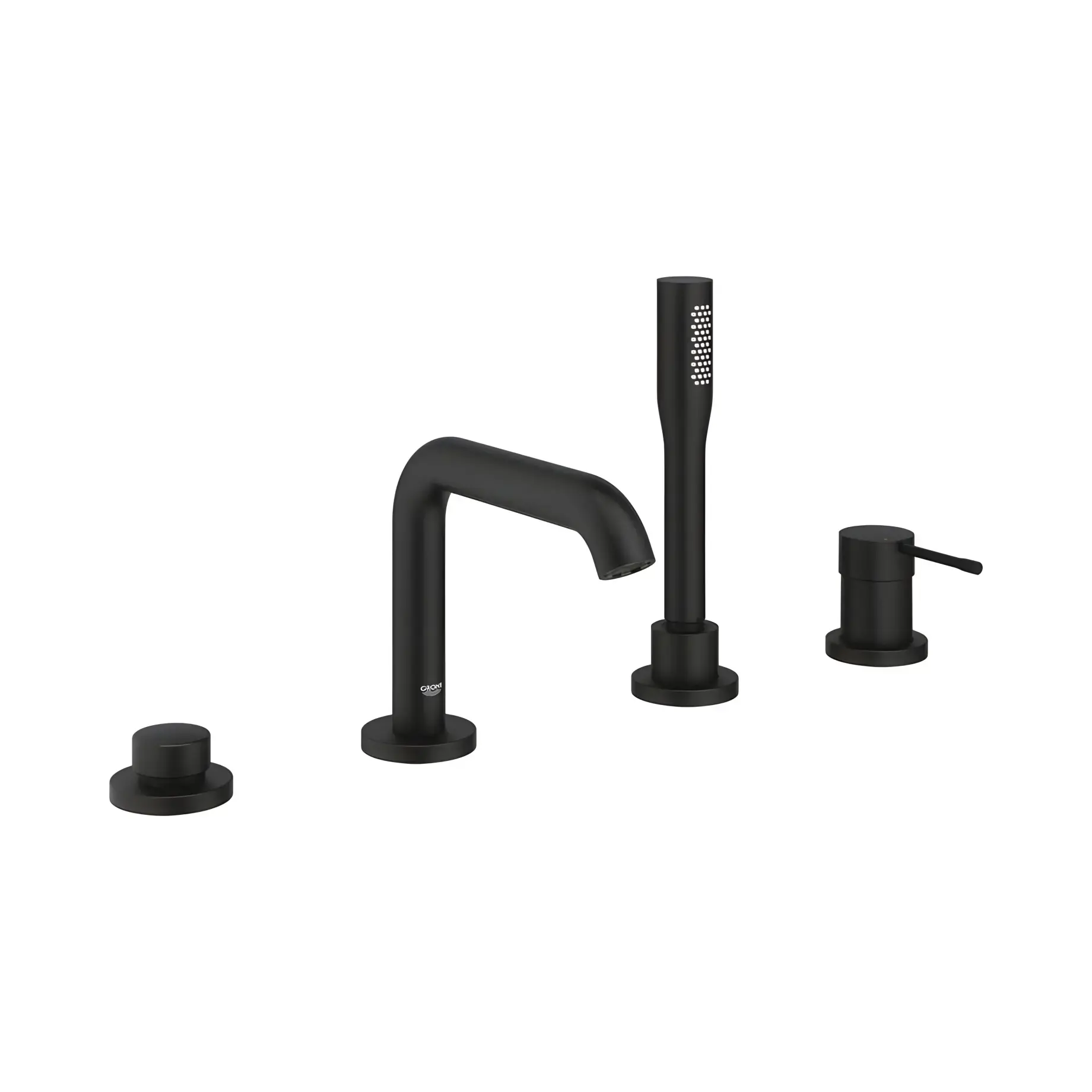 Змішувач на борт ванни Essence на 4 отвори Grohe 25251KF1 Phantom Black — вид на білому тлі