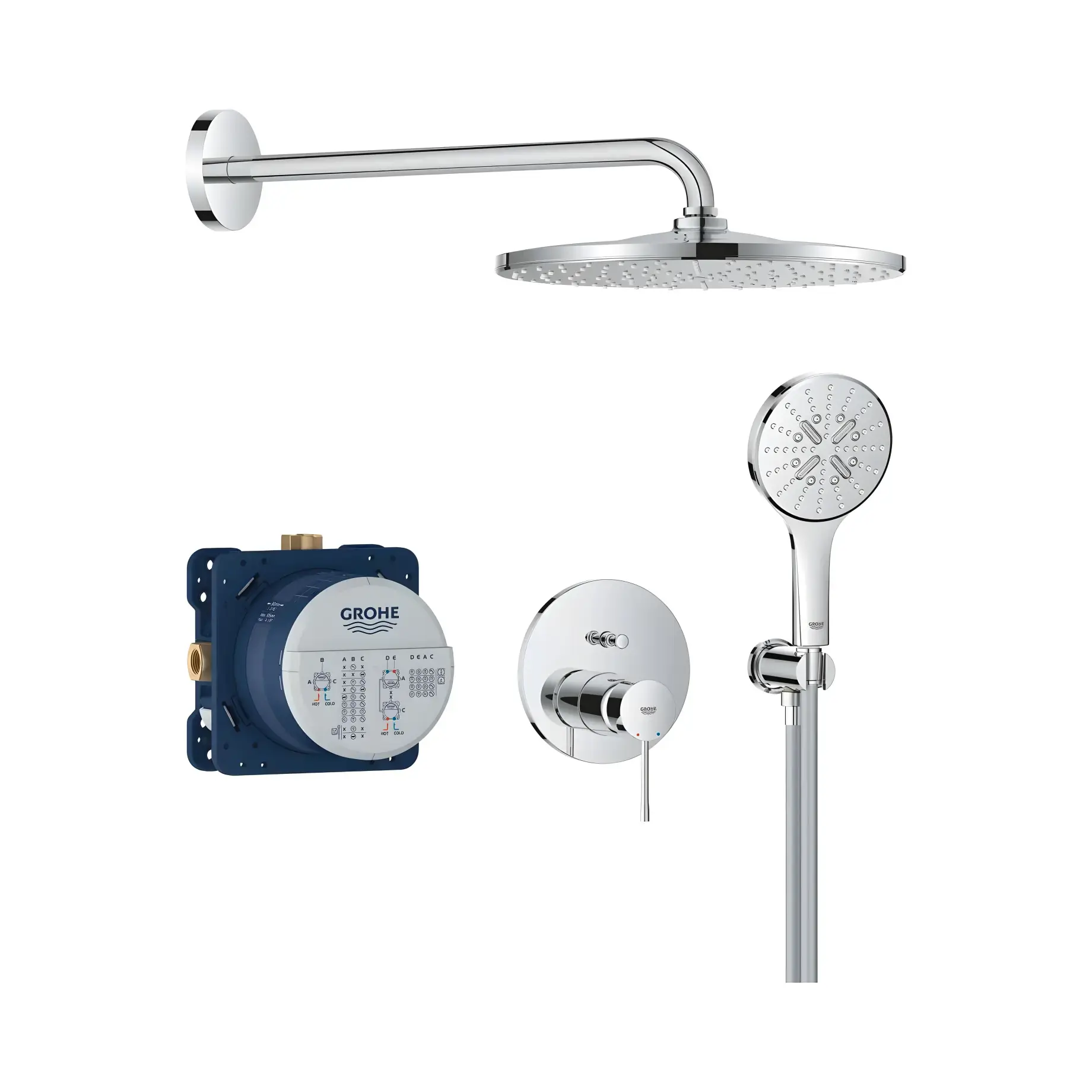 Душова система прихованого монтажу Essence з Rainshower Mono 310 Grohe 25287000 — вид на білому тлі