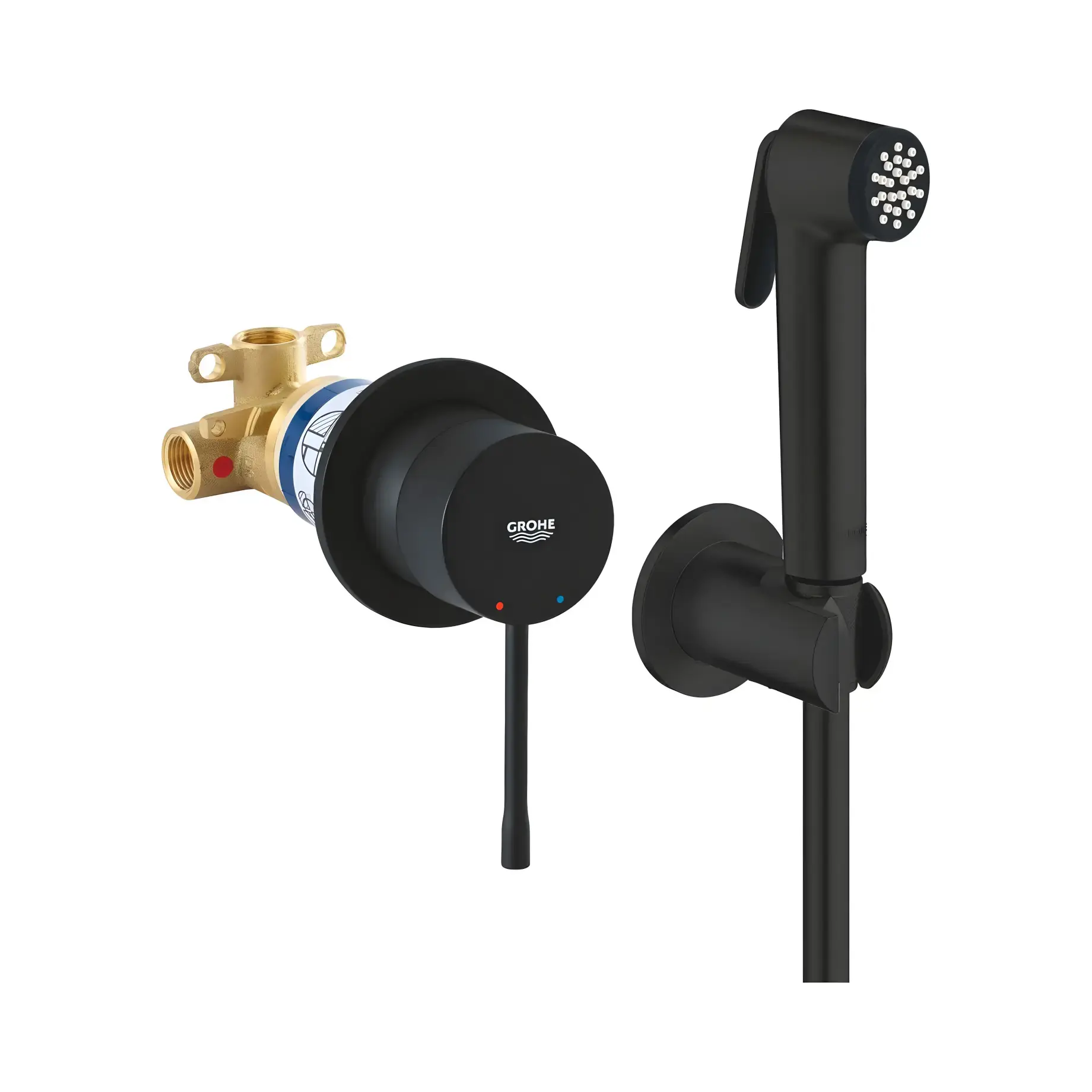 Комплект гігієнічного душу Essence Grohe UA111197243 Black — вид на білому тлі