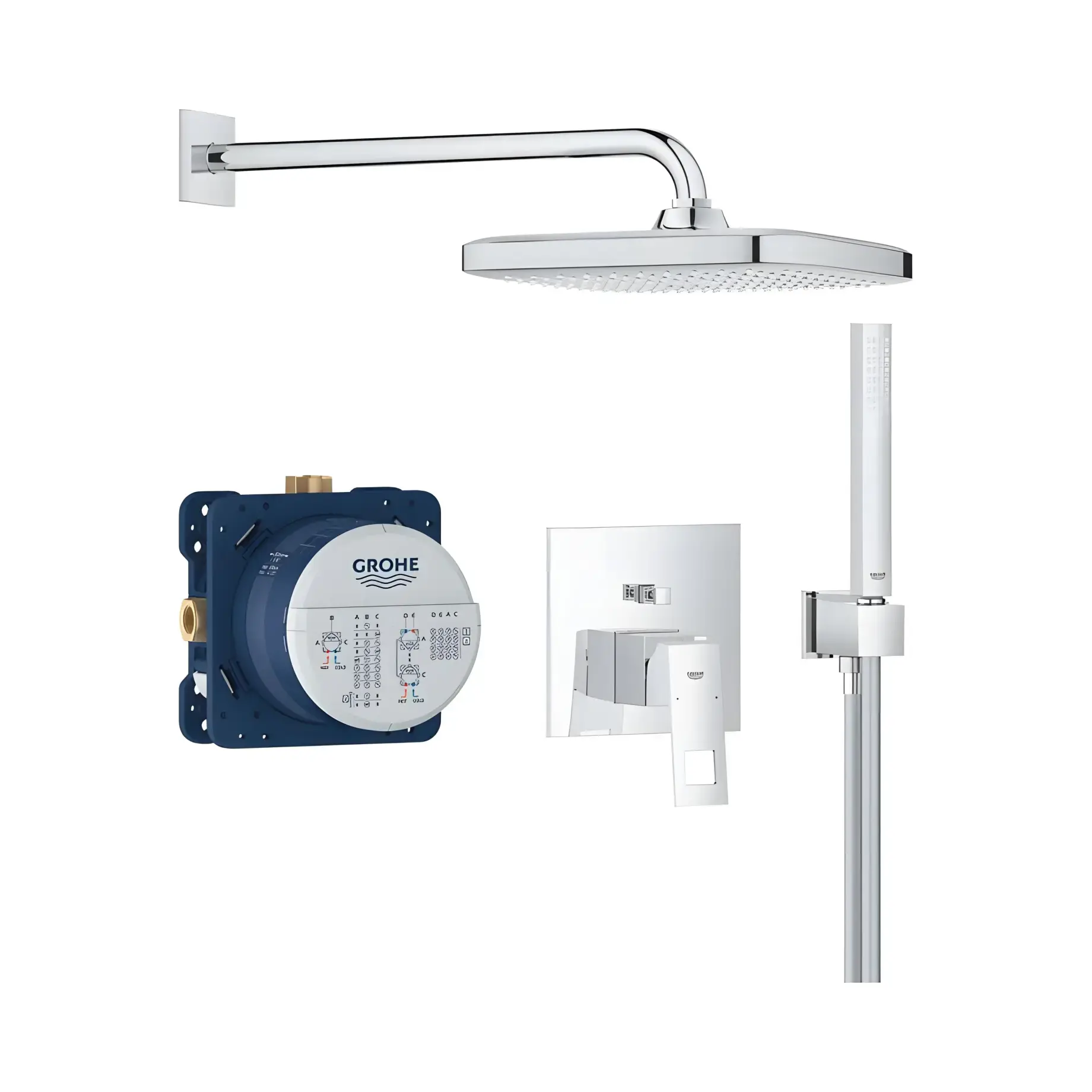 Душова система прихованого монтажу Eurocube з Tempesta 250 Cube Grohe 25289000 — вид спереду