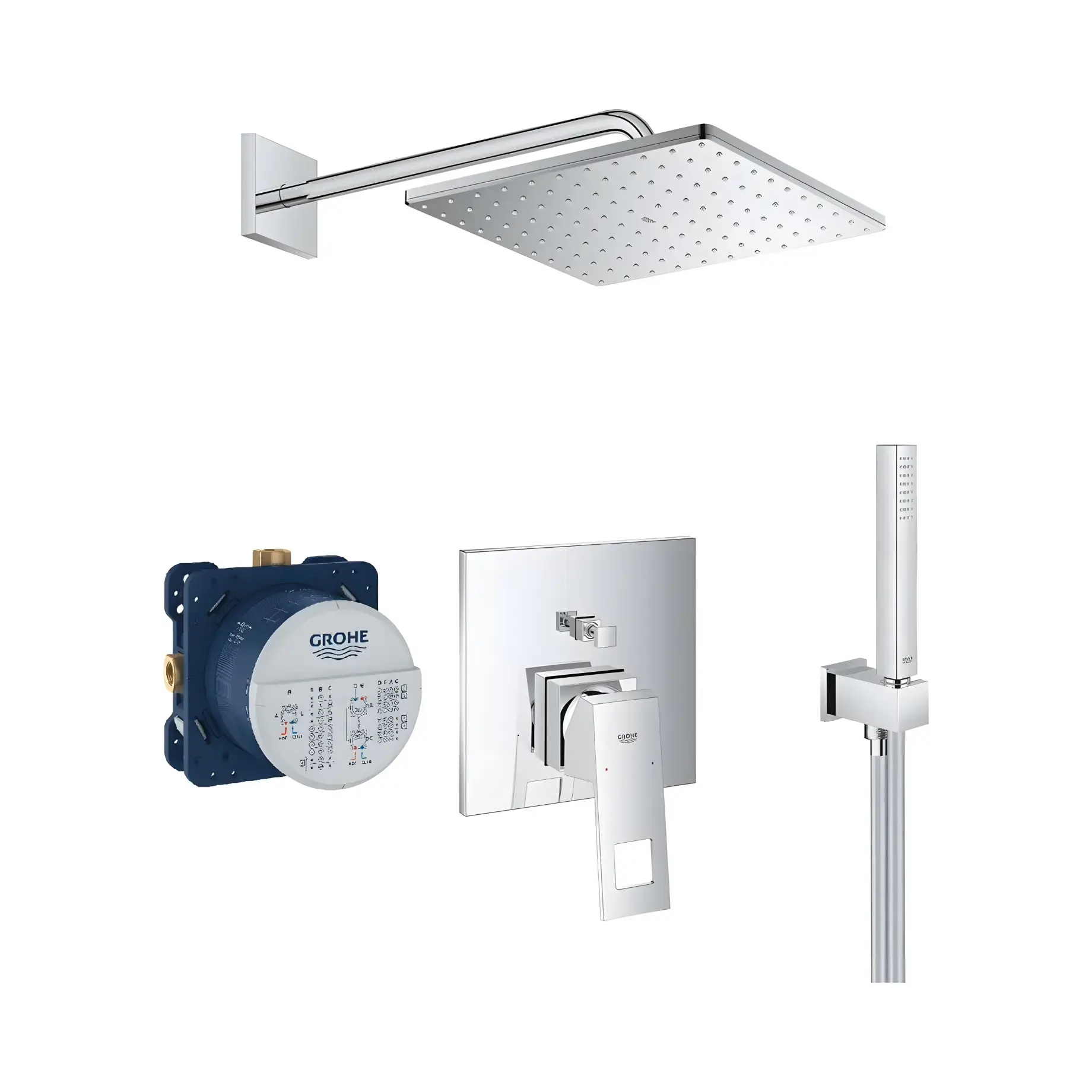 Душова система прихованого монтажу  Eurocube з Rainshower Mono 310 Grohe UA2406200L — вид на білому тлі