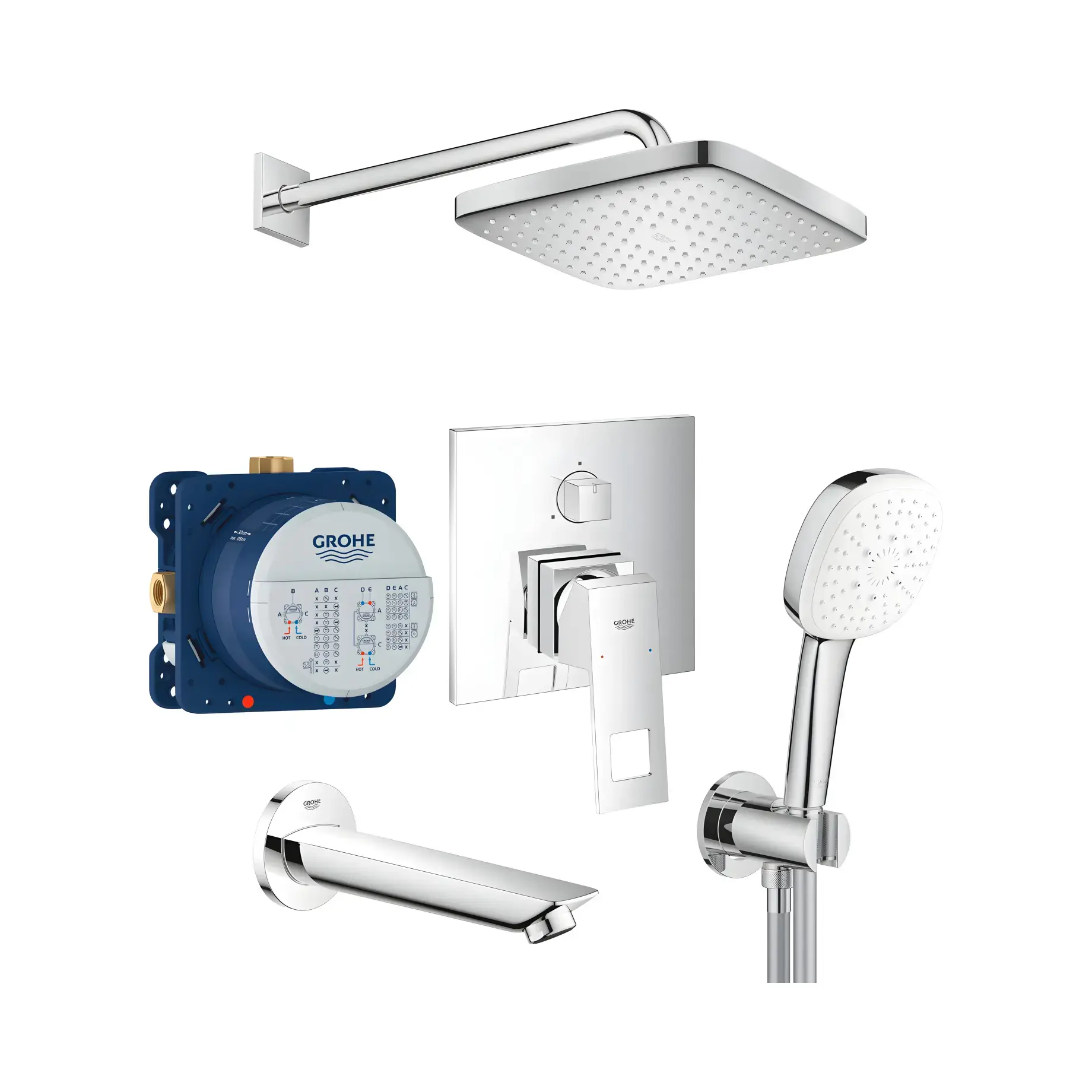 Комплект душової системи Eurocube з Tempesta 250 Cube Grohe UA26417SC0 — вид спереду