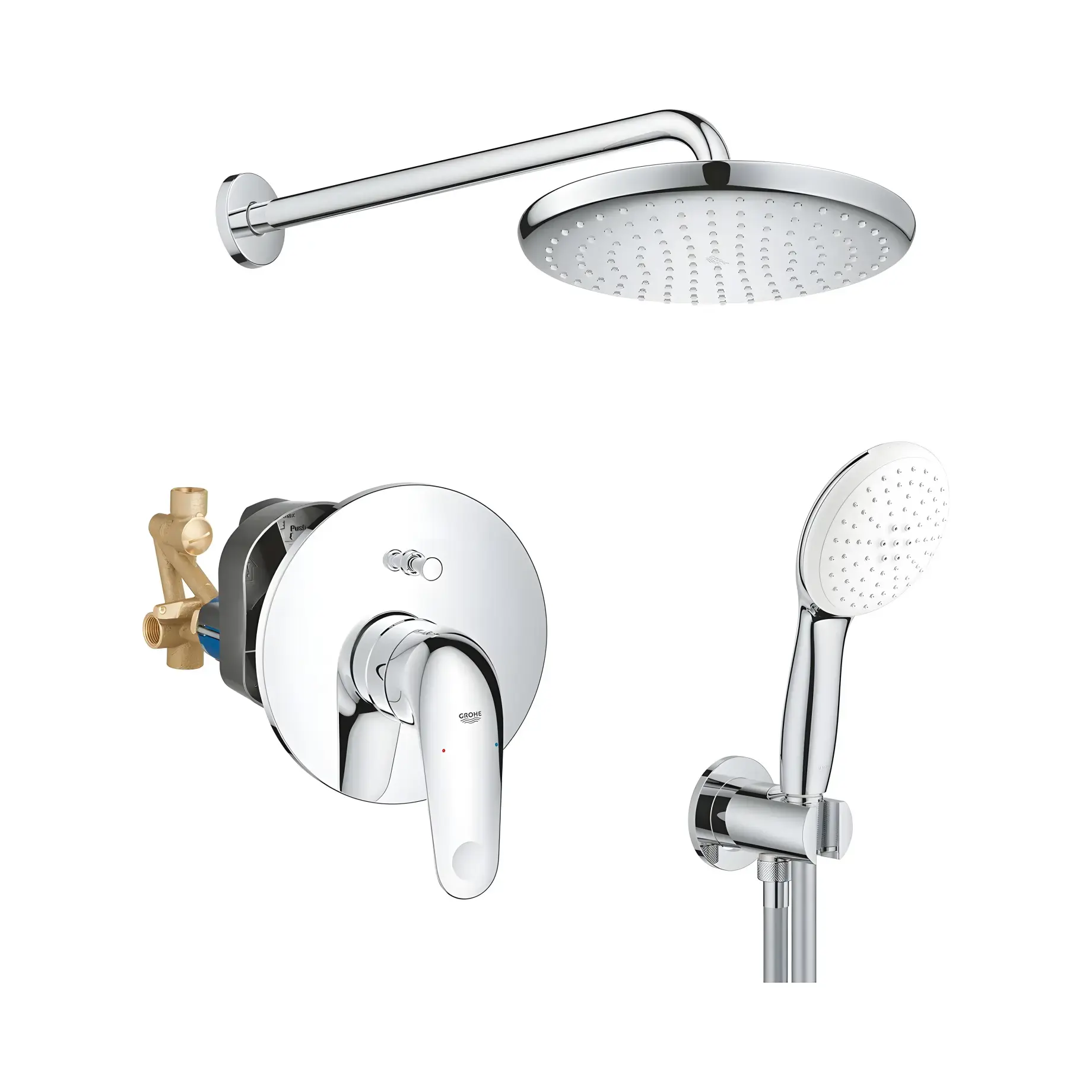 Душова ситсема прихованого монтажу Euroeco з Tempesta 250 Grohe UA2939200L — вид на білому тлі