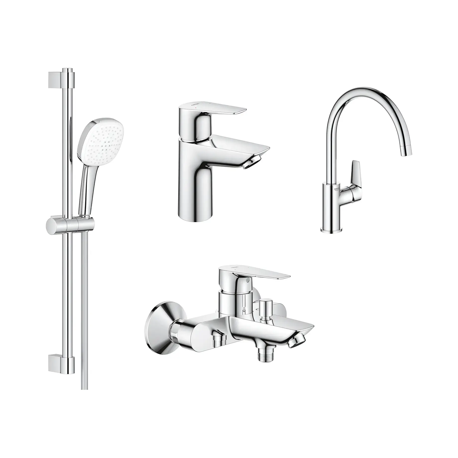 Набір змішувачів для ванни 4 в 1 BauEdge New Grohe 123218K1 — вид на білому тлі