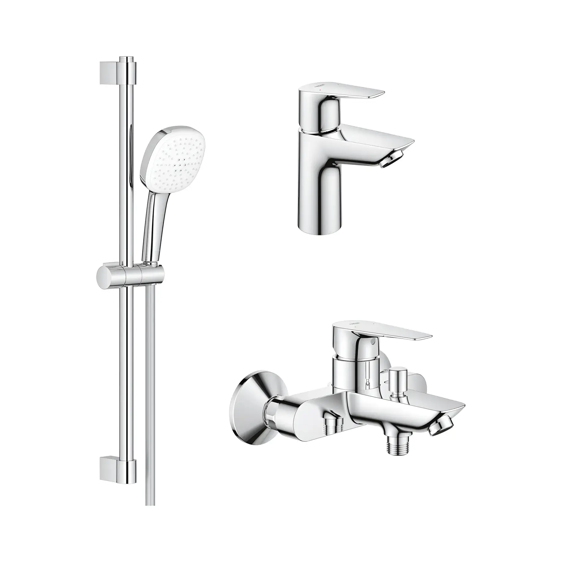Набір змішувачів для ванни 3 в 1 BauEdge New Grohe 123365S1 — вид на білому тлі