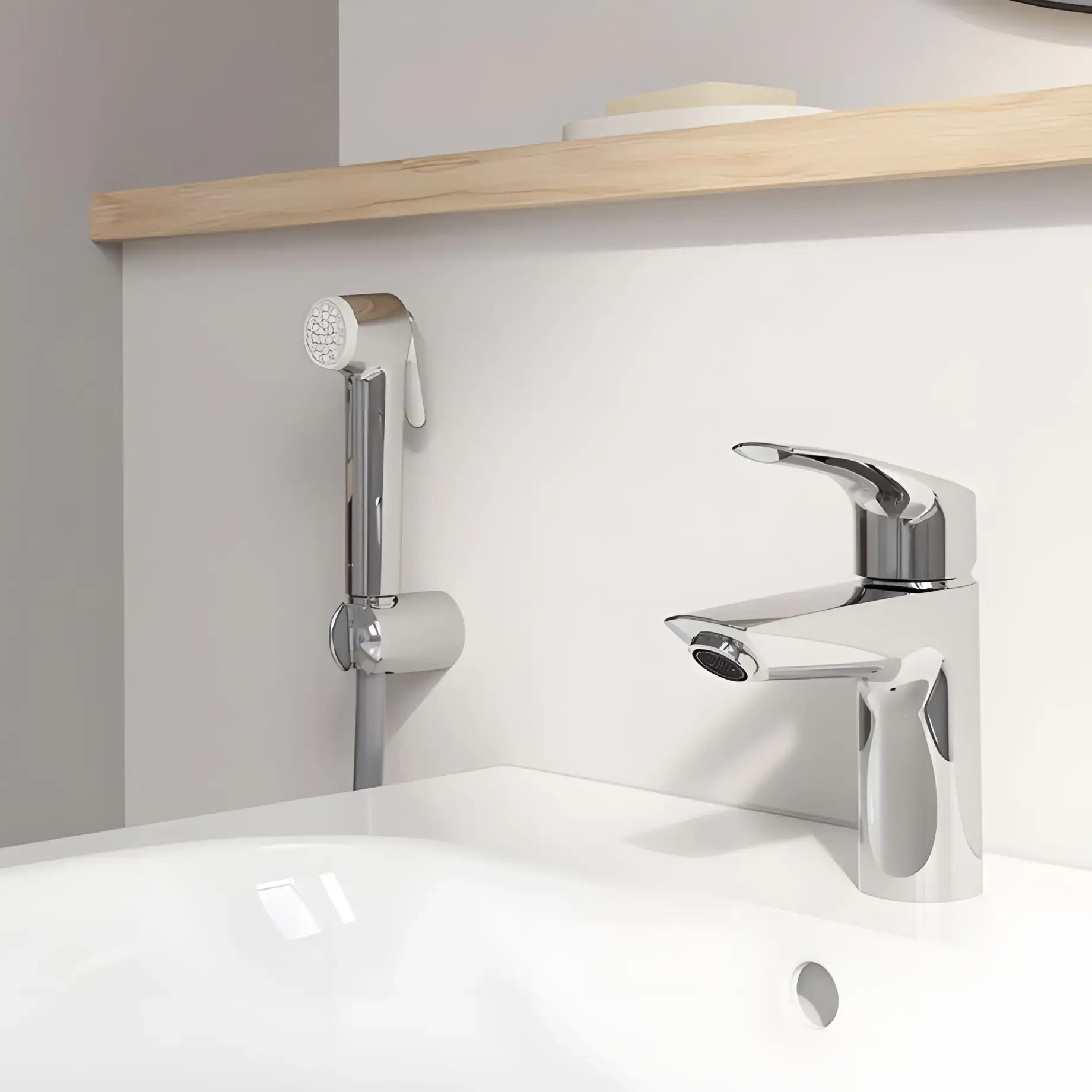 Змішувач для раковини Eurosmart з донним клапаном Push-Open , розмір S Grohe 23922003 — вид спереду