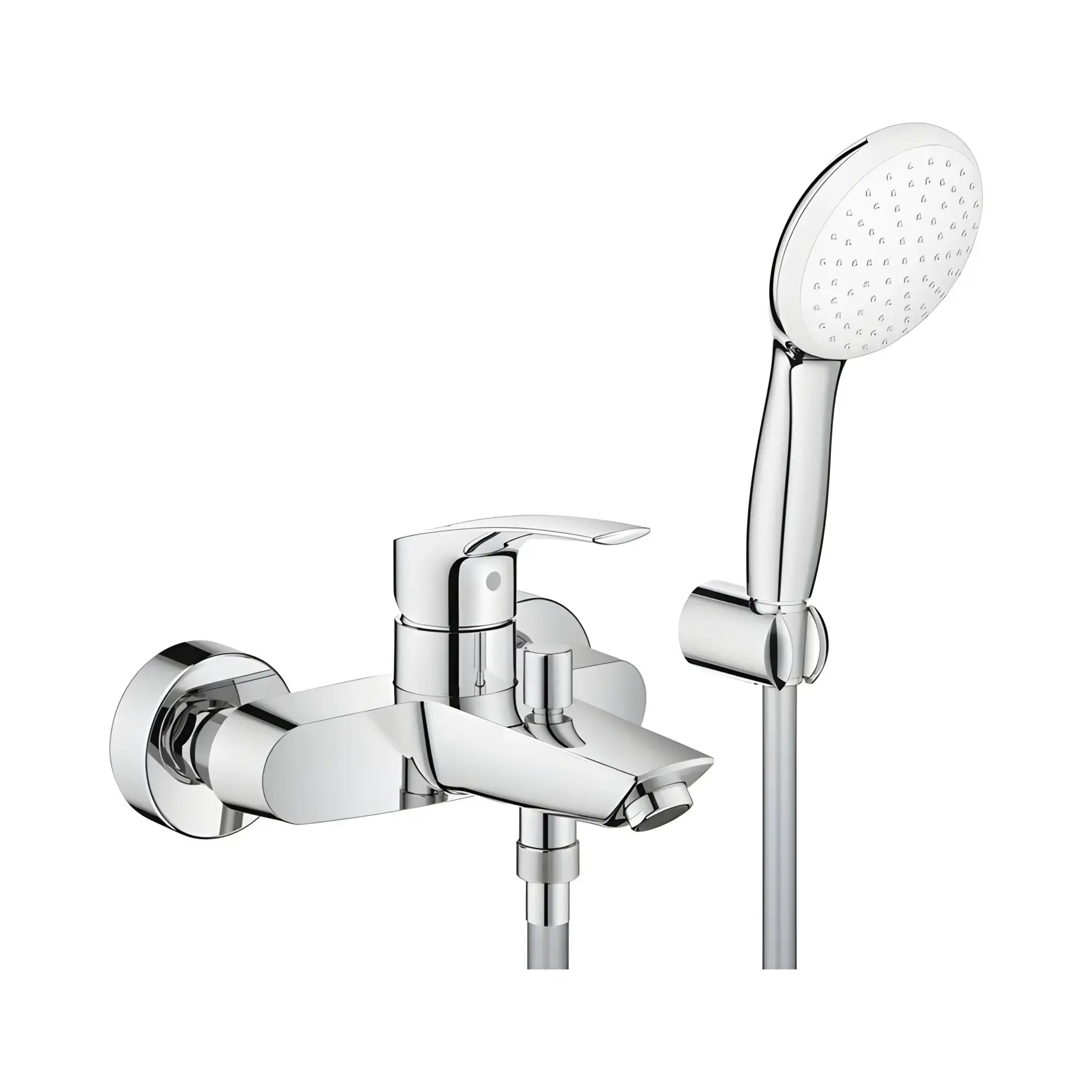Змішувач для ванни Eurosmart з душовим гарнітуром Grohe 25276003 — вид на білому тлі