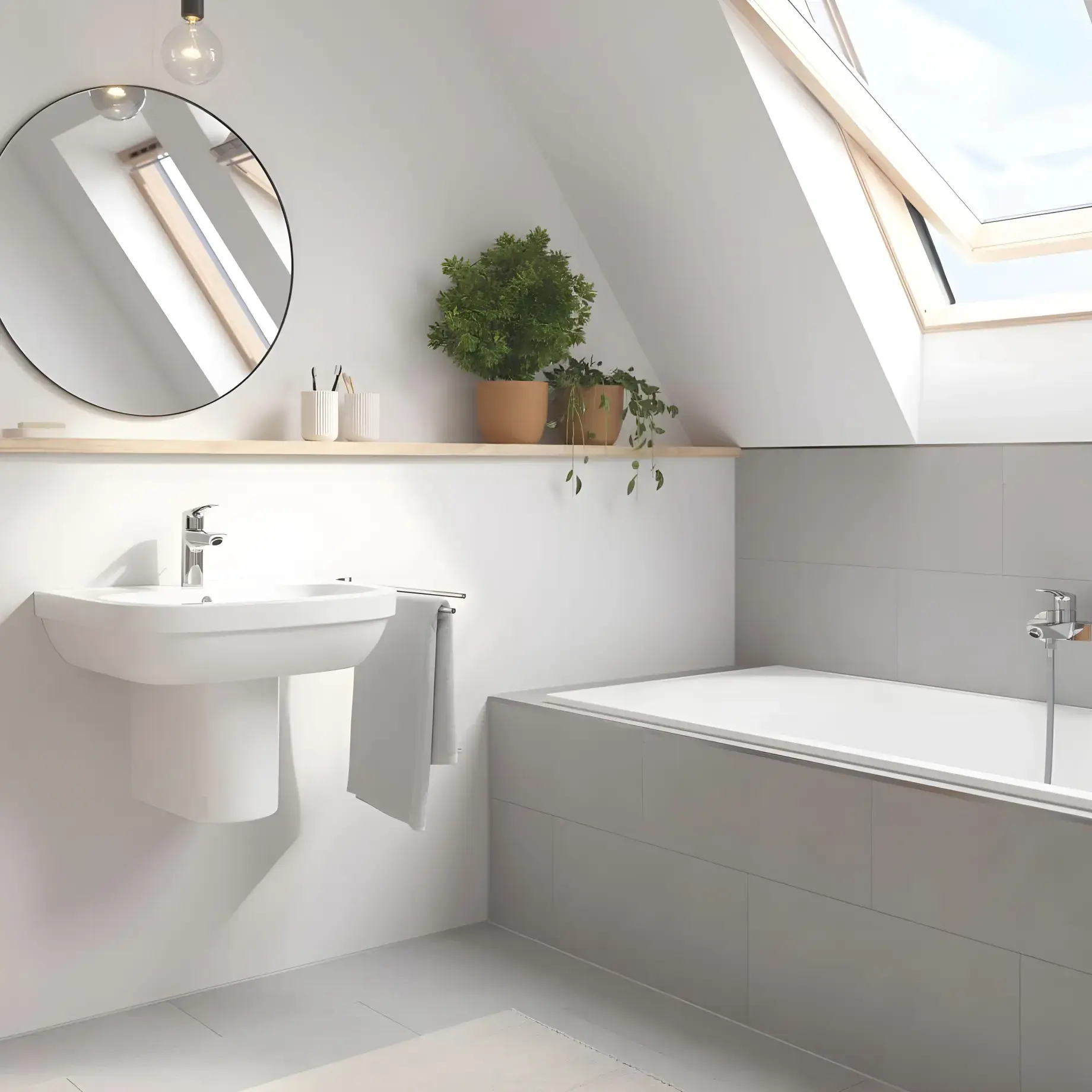 Змішувач для ванни Eurosmart з душовим гарнітуром Grohe 25276003 — вид спереду