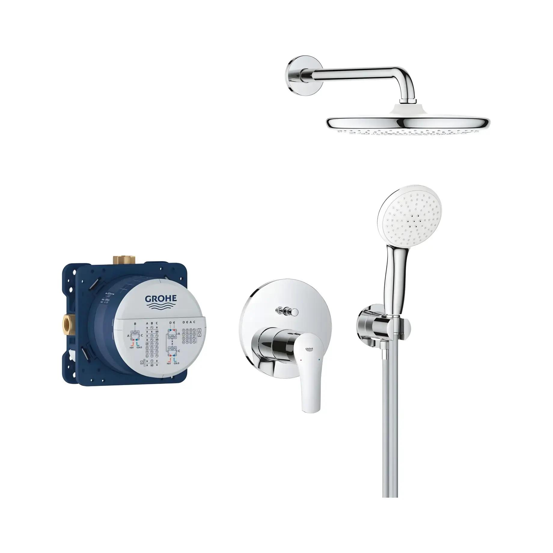 Душова система прихованого монтажу Eurosmart з Tempesta 250 Cube Grohe 25288000 — вид на білому тлі