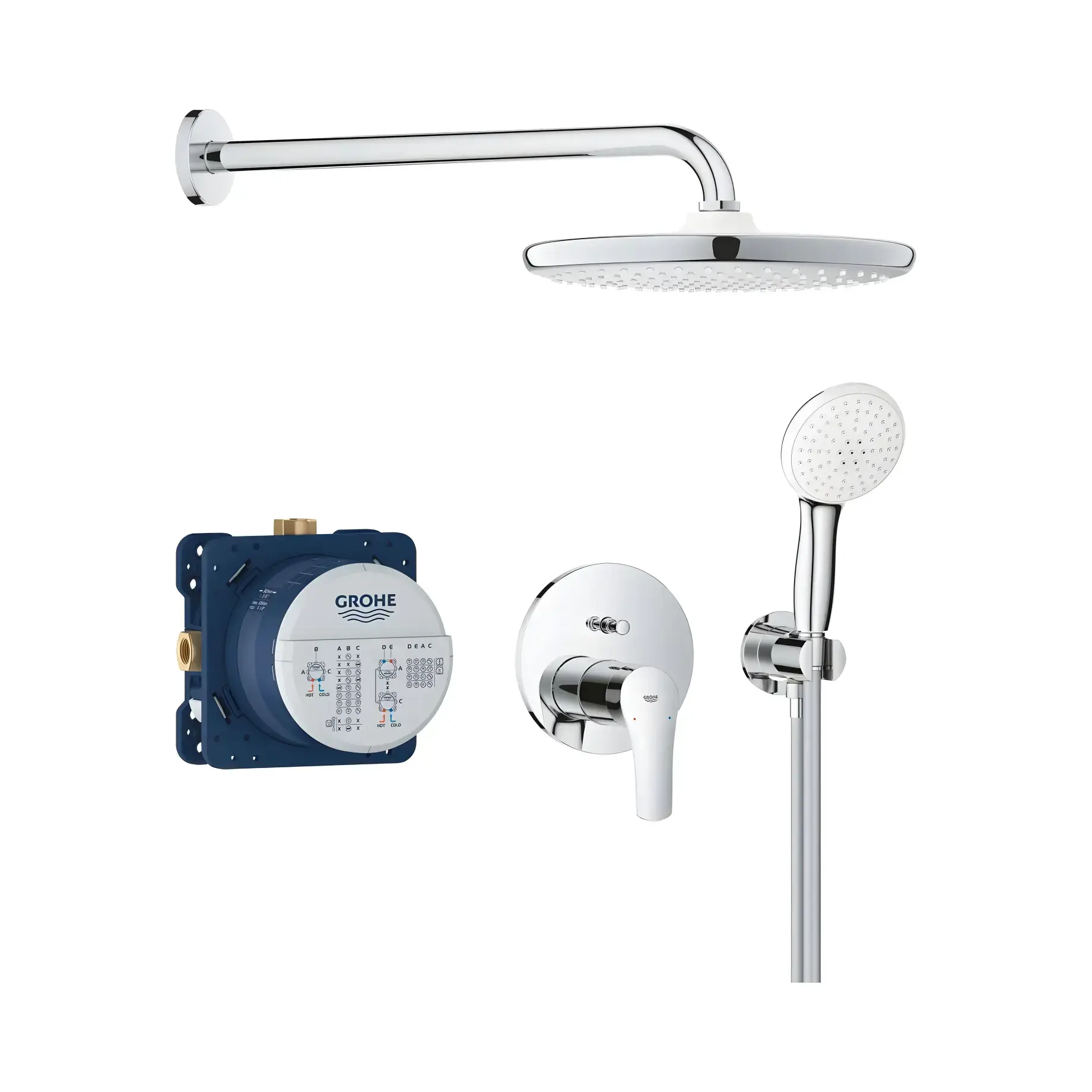 Душова система прихованого монтажу Eurosmart з Tempesta 250 Cube Grohe 25288000 — вид спереду