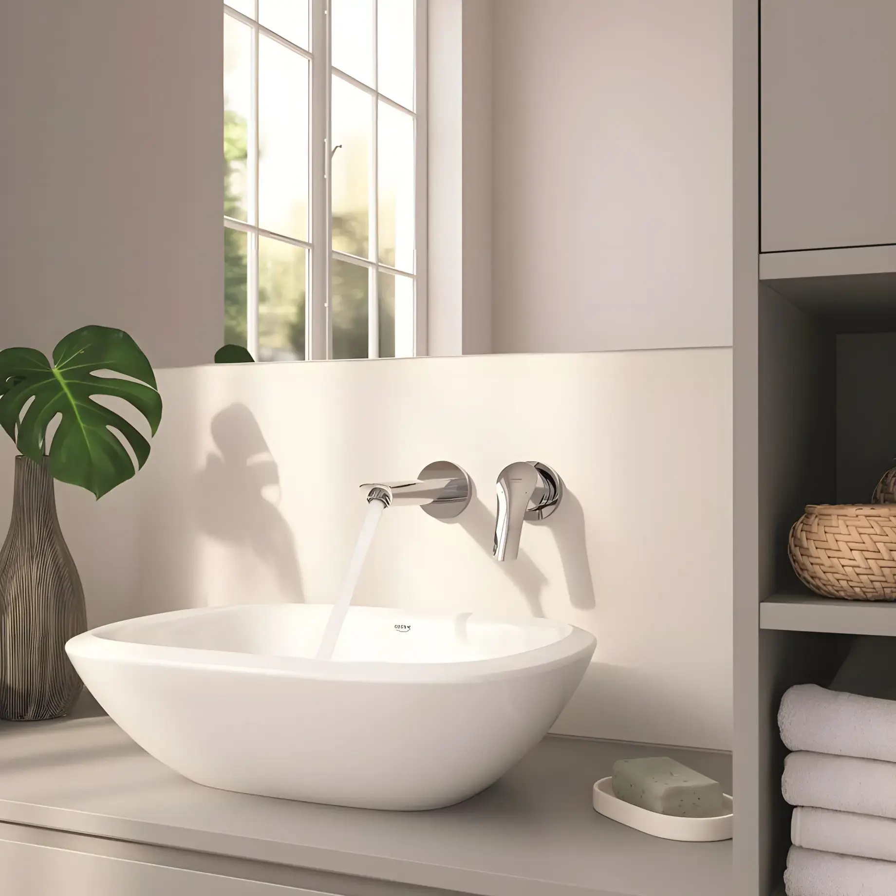 Змішувач для раковини настінний Eurosmart, розмір S Grohe 29337003 — вид спереду