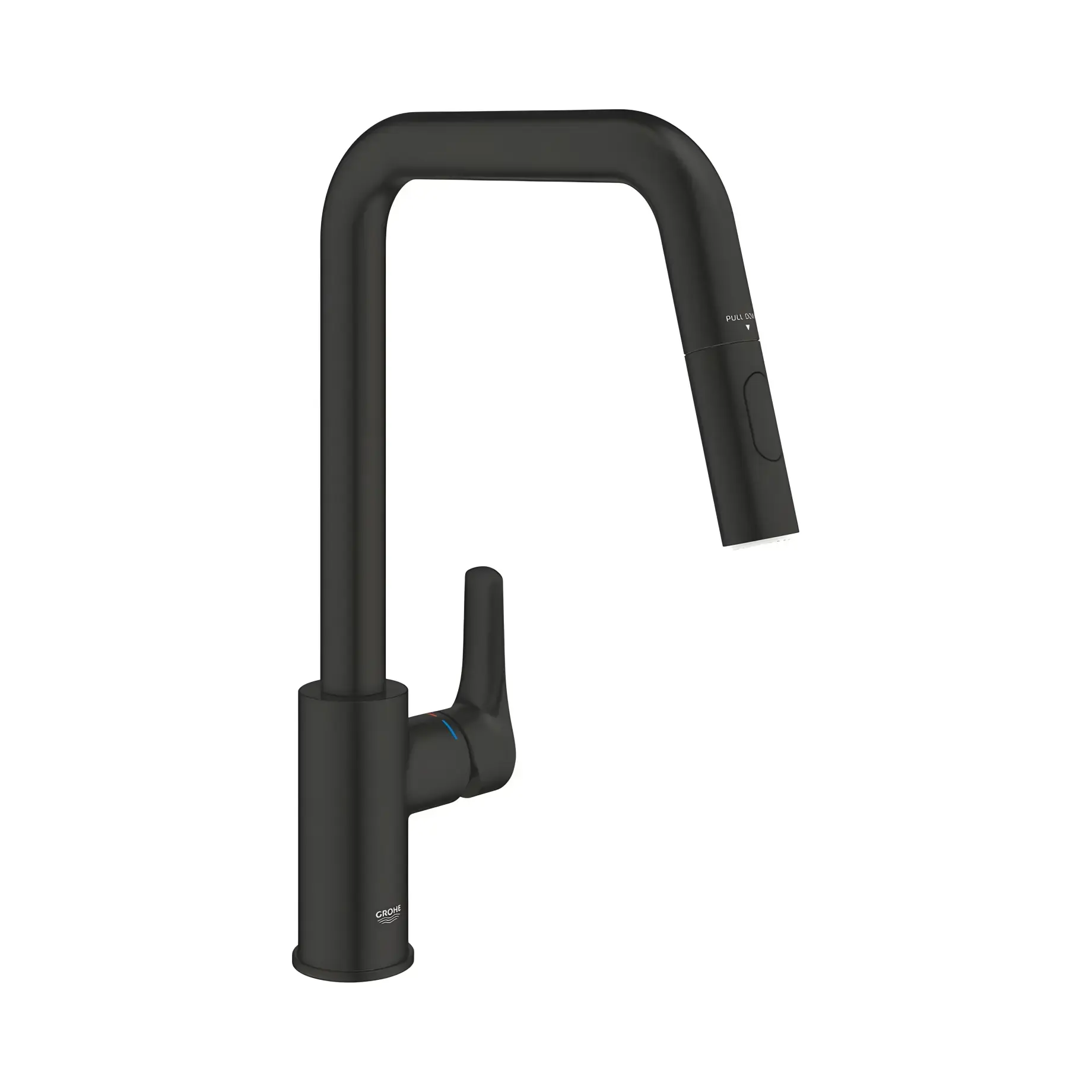 Змішувач для кухні з витяжним виливом Eurosmart Grohe 306192430 Matt Black — вид на білому тлі