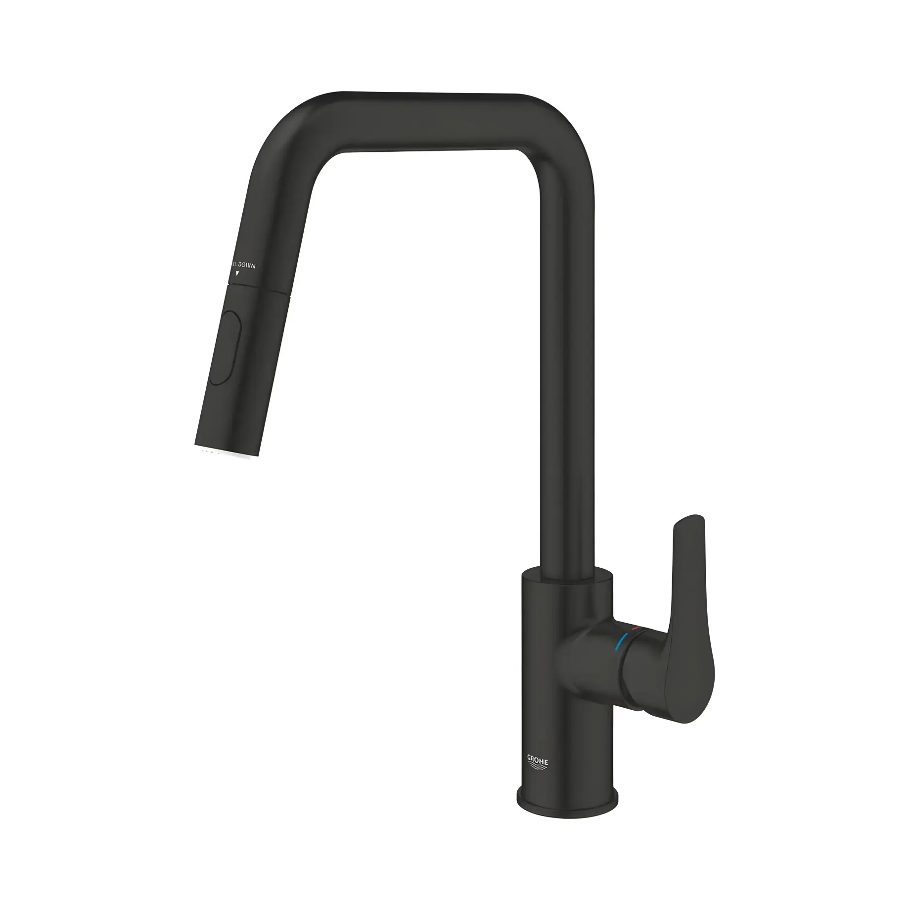 Змішувач для кухні з витяжним виливом Eurosmart Grohe 306192430 Matt Black — бічний ракурс
