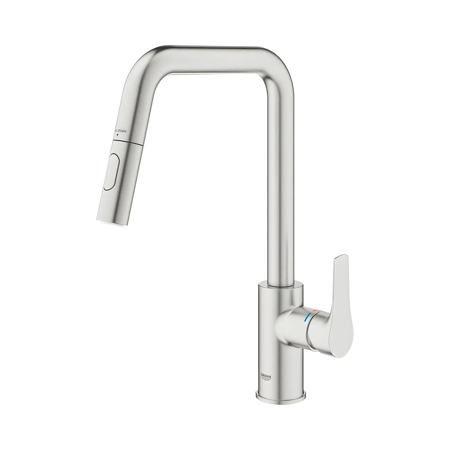 Змішувач для кухні Eurosmart з витяжною лійкою Grohe 30619DC0 Super Steel — ракурс 3/4