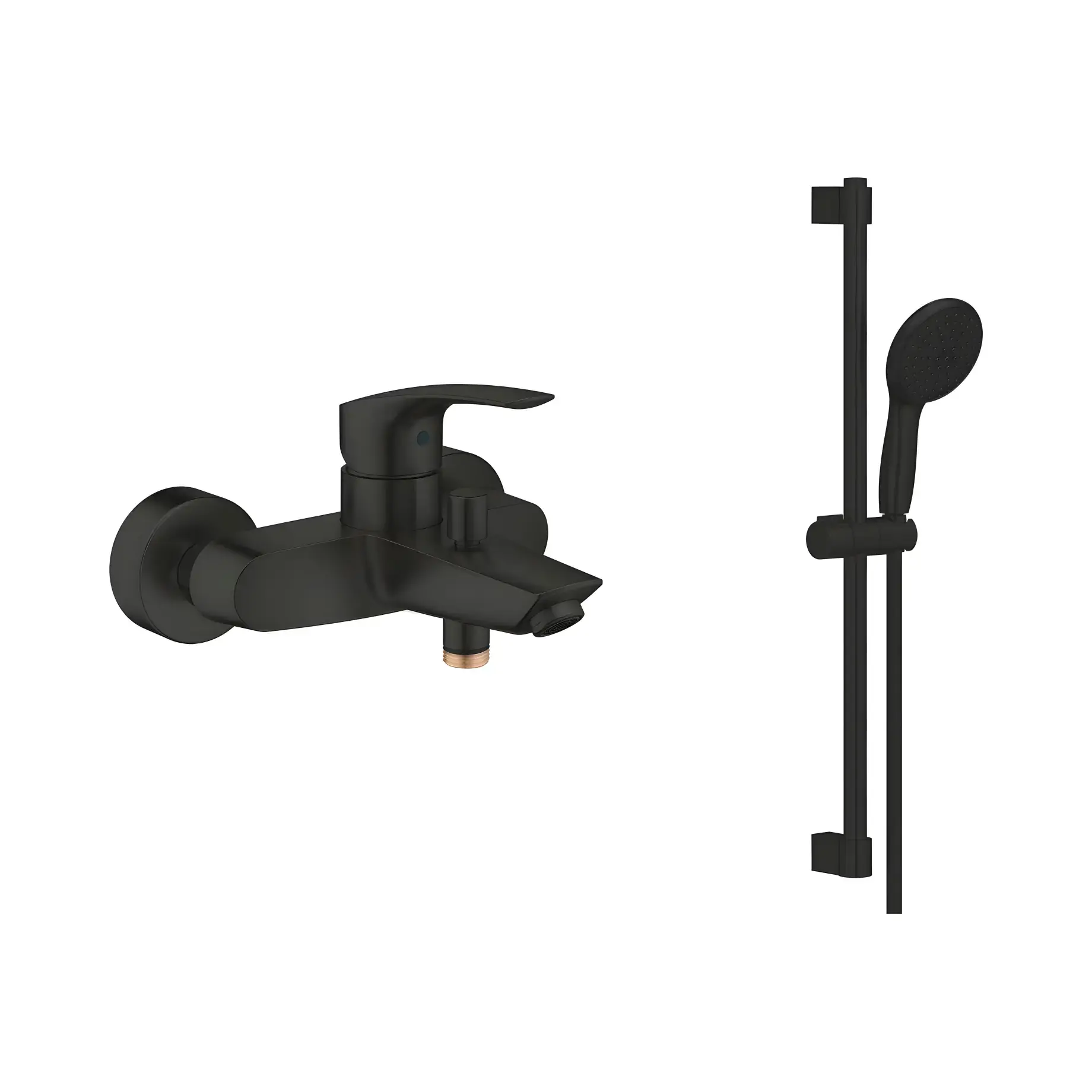 Змішувач для ванни Eurosmart з душовим гарнітуром Grohe 333002433 + 261622433 — вид на білому тлі