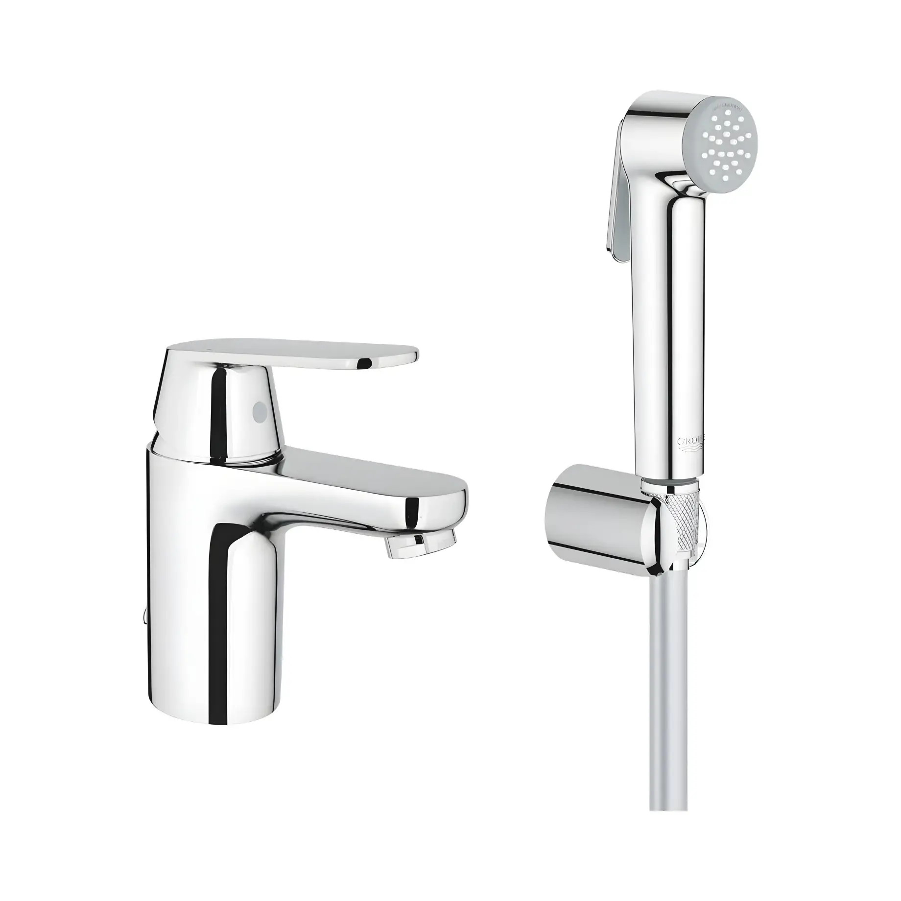 Змішувач для раковини з гігієнічним душем Eurosmart Cosmopolitan, розмір S Grohe 23125000 Chrome — вид на білому тлі