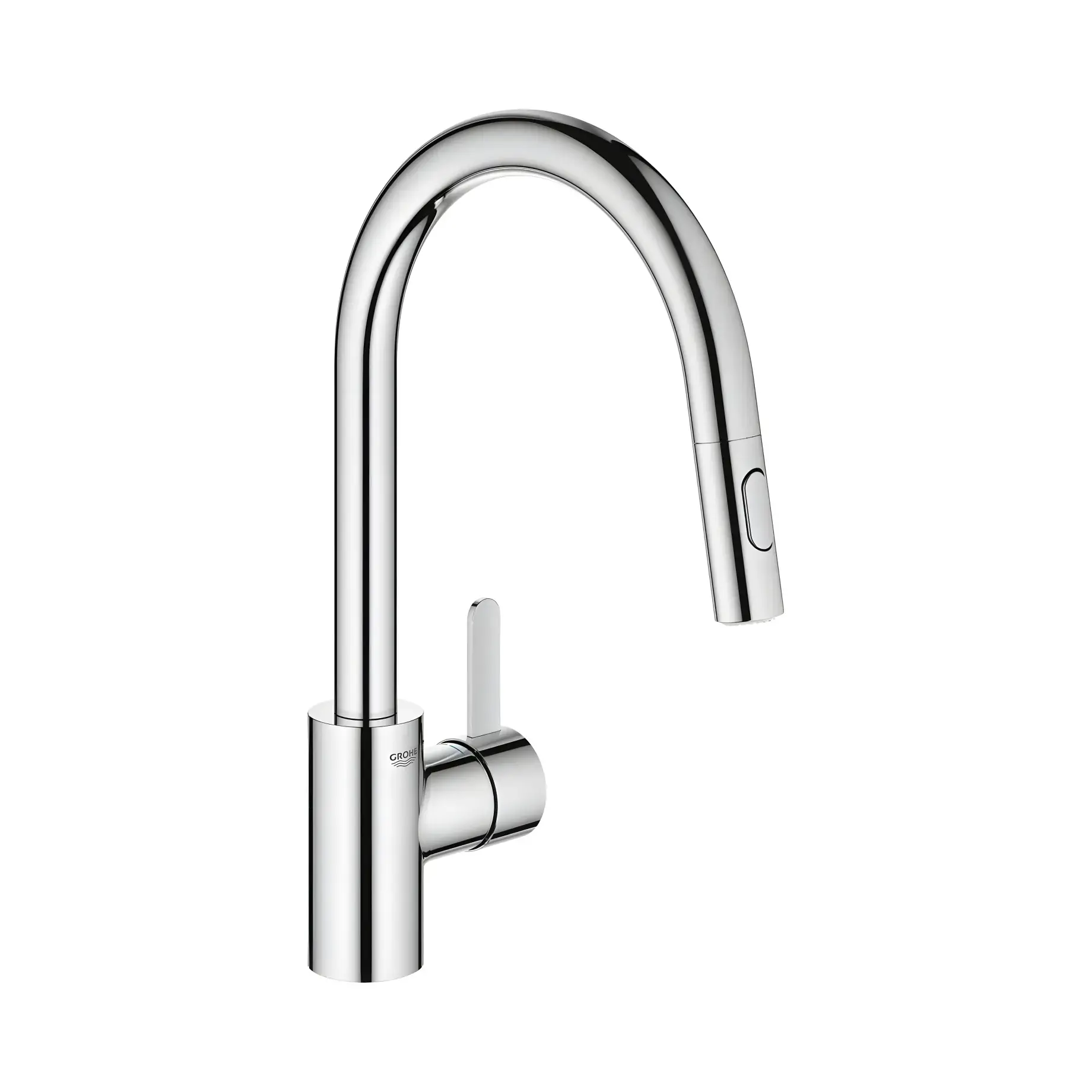Змішувач для кухні з витяжним виливом Eurosmart Cosmopolitan Grohe 31481001 Chrome — вид на білому тлі