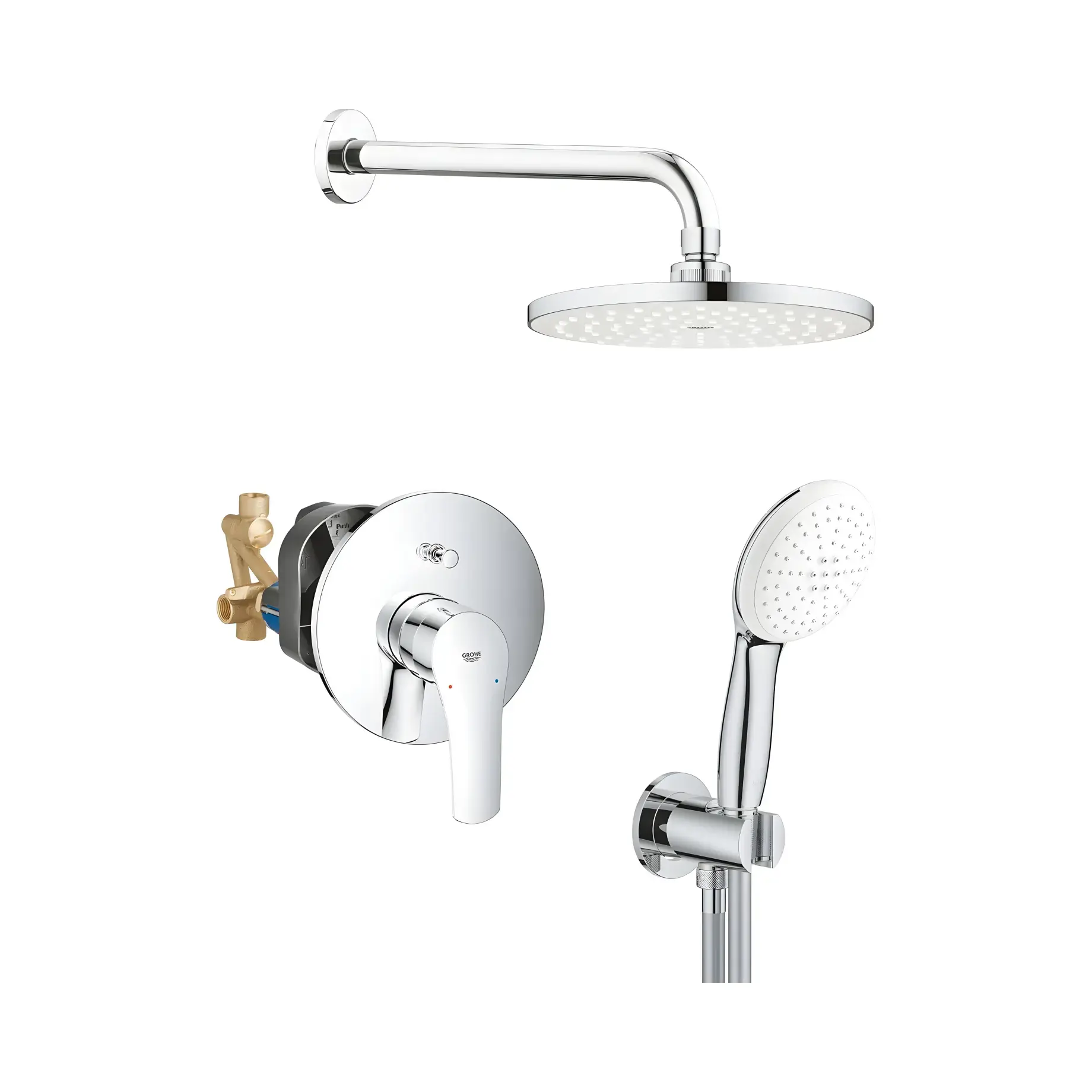 Душова ситсема прихованого монтажу Eurosmart з Tempesta 200 Grohe UA25183003 — вид на білому тлі