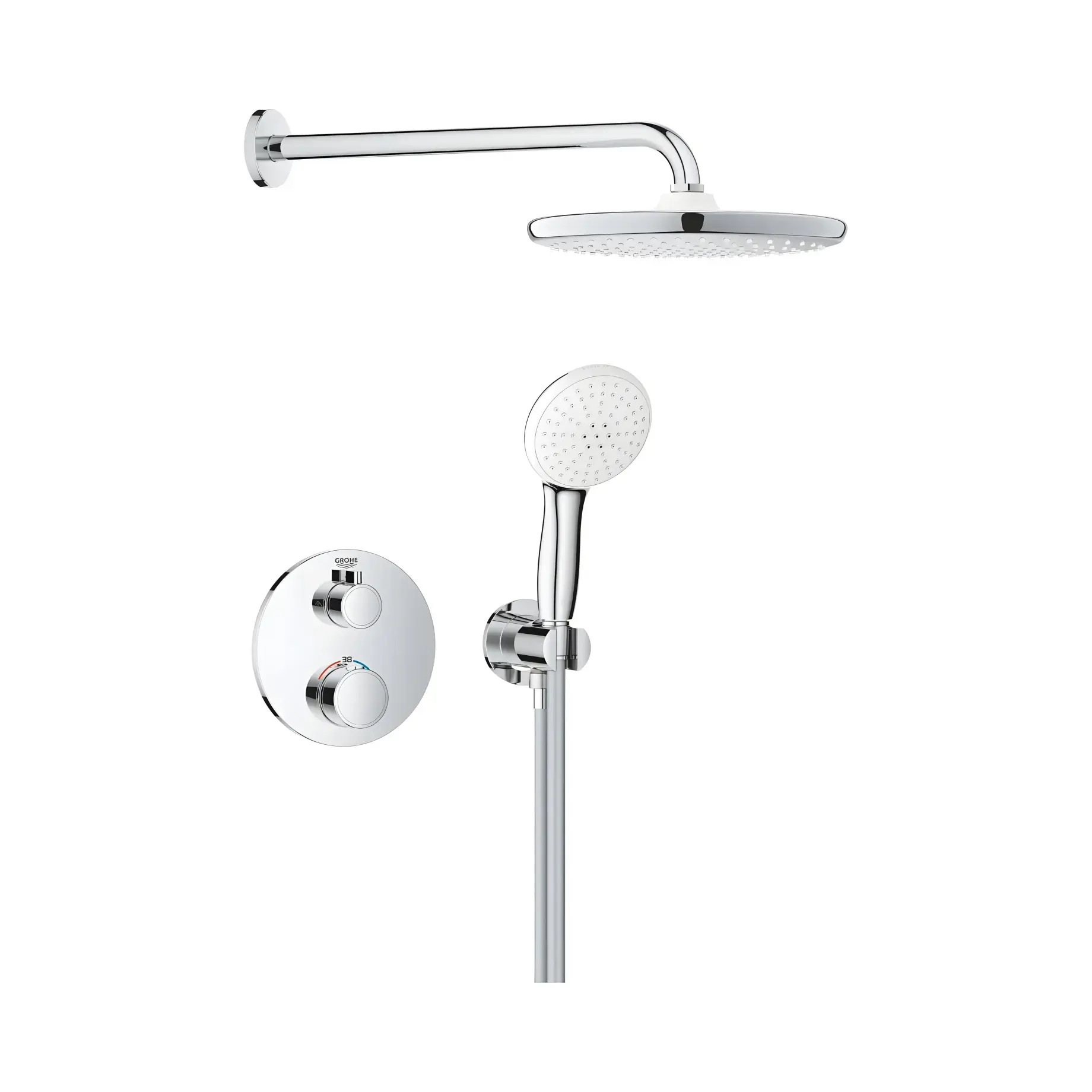 Душова система з термостатом прихованого монтажу Grohtherm з Tempesta 250 Grohe 1039960000 — вид на білому тлі