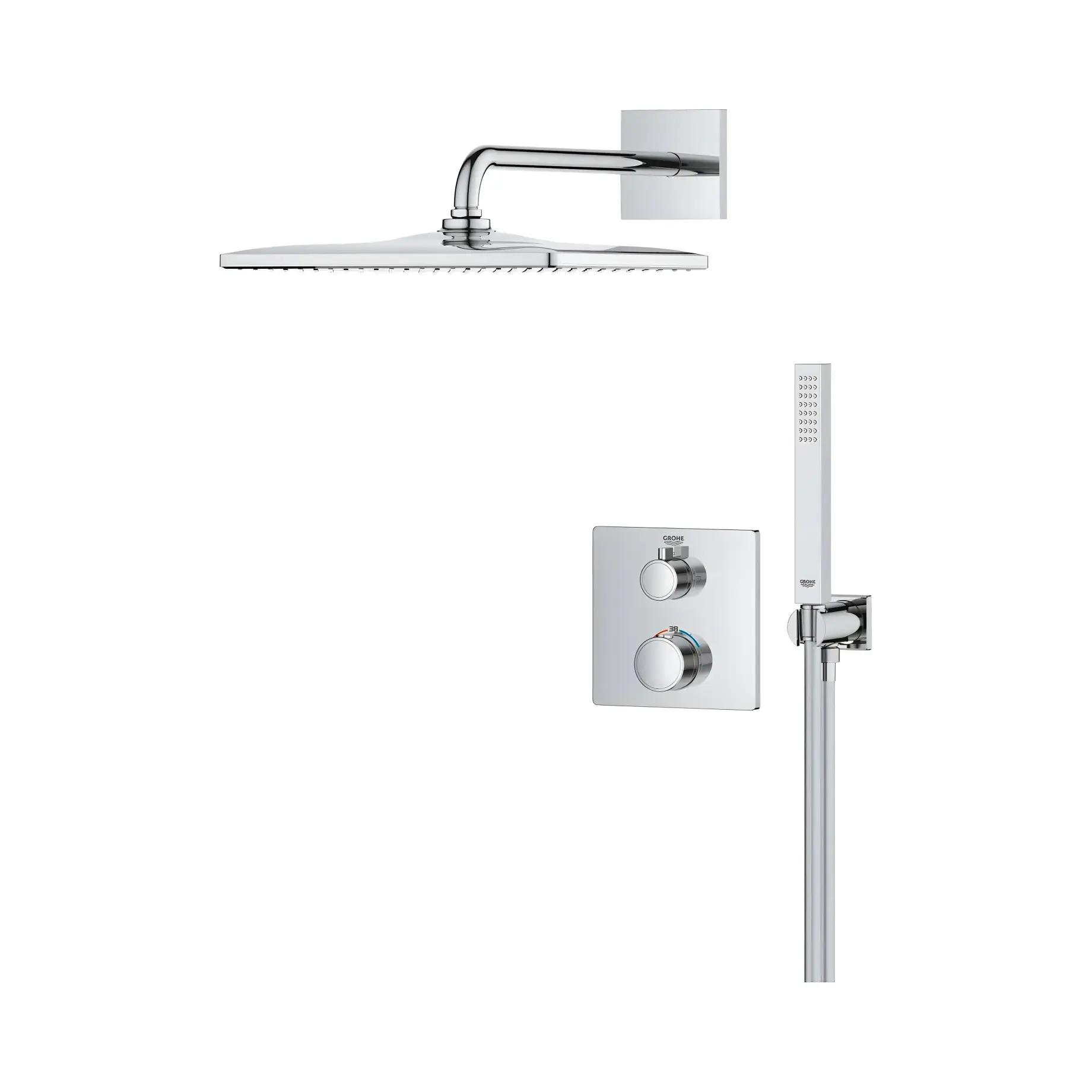 Душова система прихованого монтажу Grohtherm з Rainshower Mono 310 Cube Grohe 34870000 — деталь крупним планом