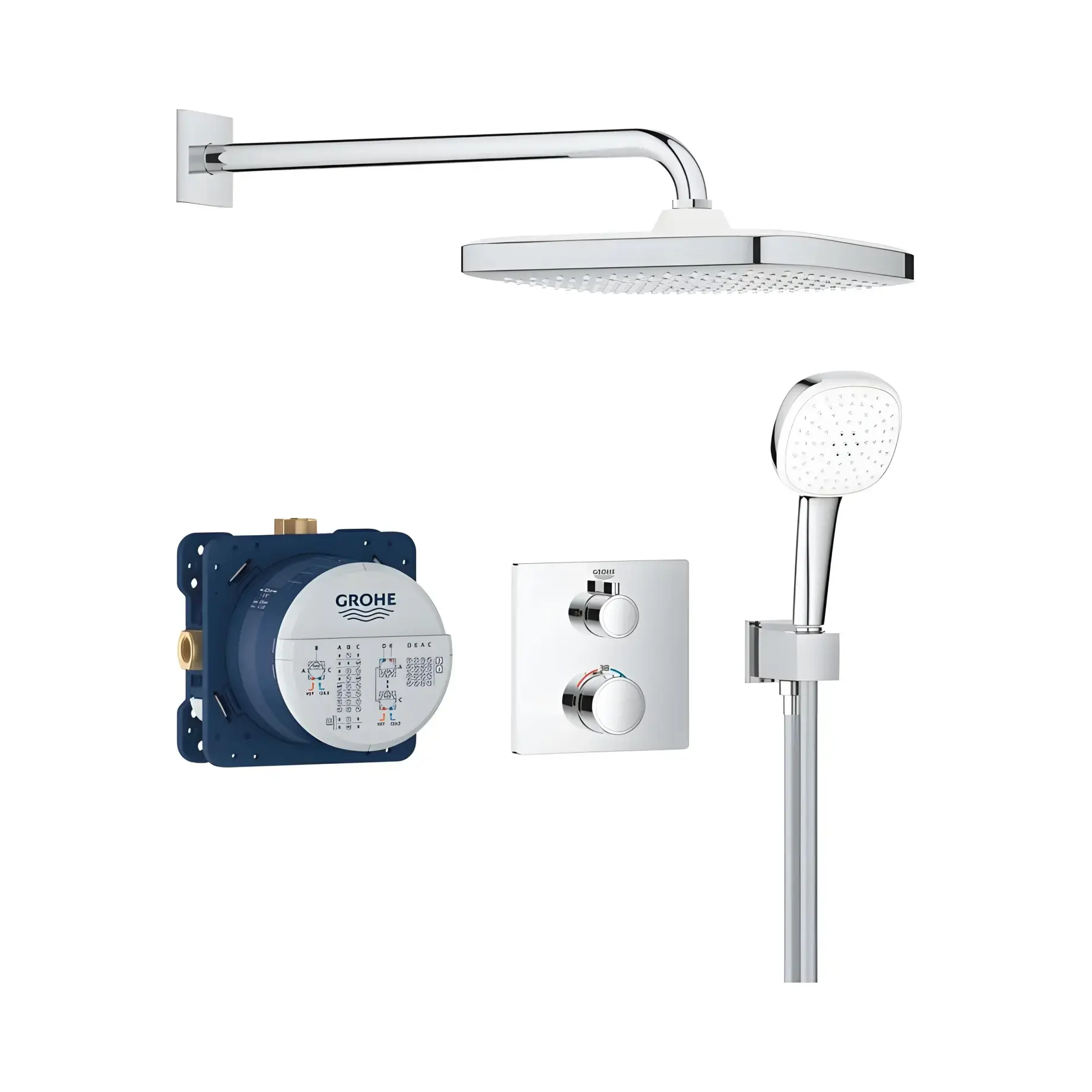 Душова система прихованого монтажу Grohtherm з Tempesta 250 Cube Grohe 34871000 — вид спереду