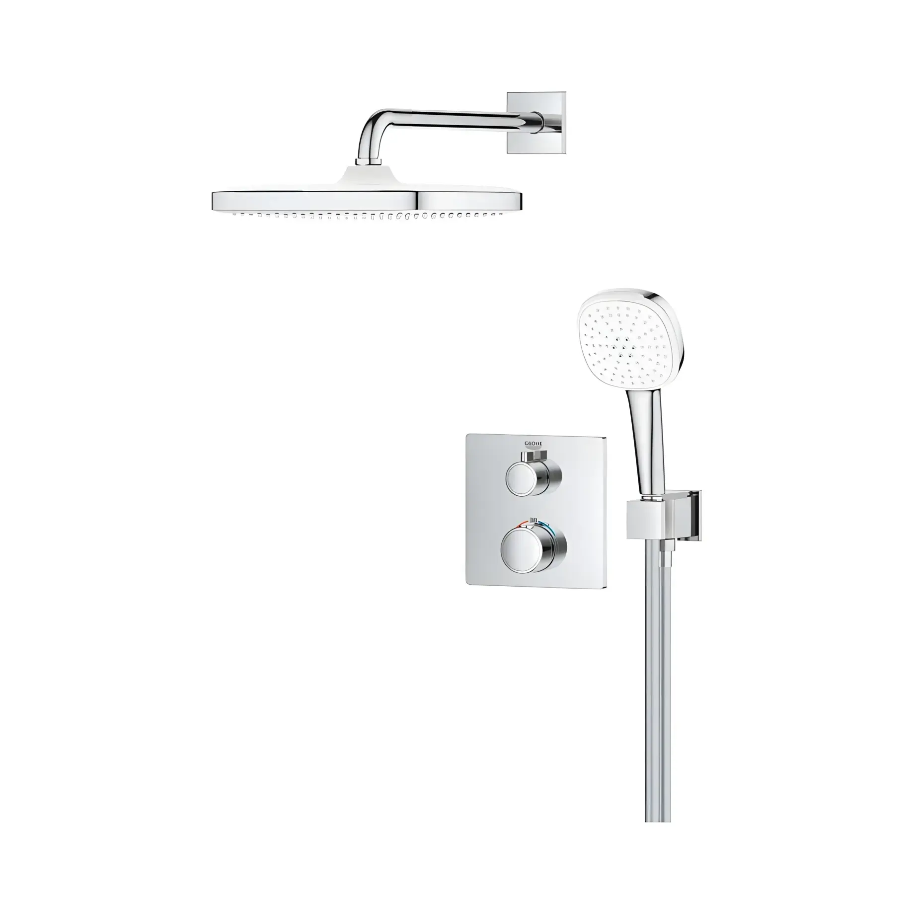 Душова система прихованого монтажу Grohtherm з Tempesta 250 Cube Grohe 34871000 — бічний ракурс