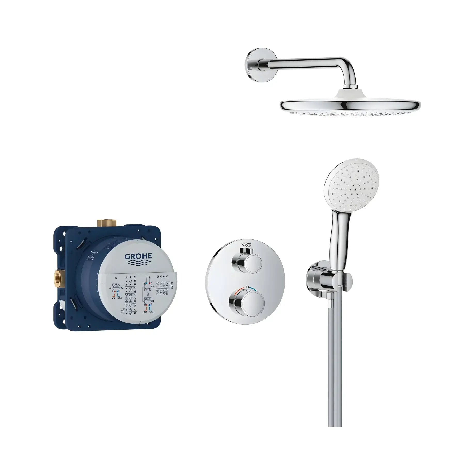 Душевая система скрытого монтажа Grohtherm с Tempesta 250 Grohe 34872000 — вид спереди