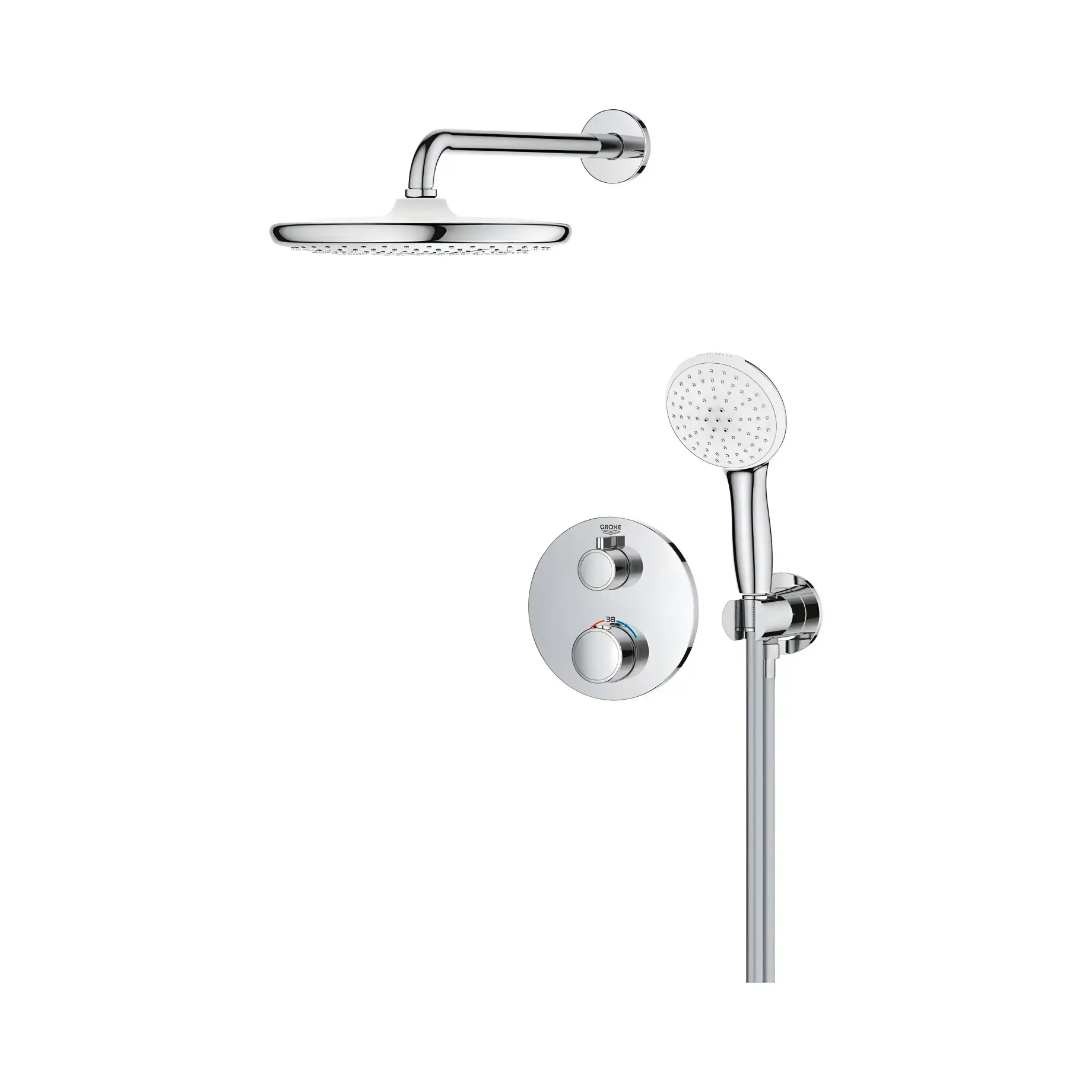 Душевая система скрытого монтажа Grohtherm с Tempesta 250 Grohe 34872000 — боковой ракурс