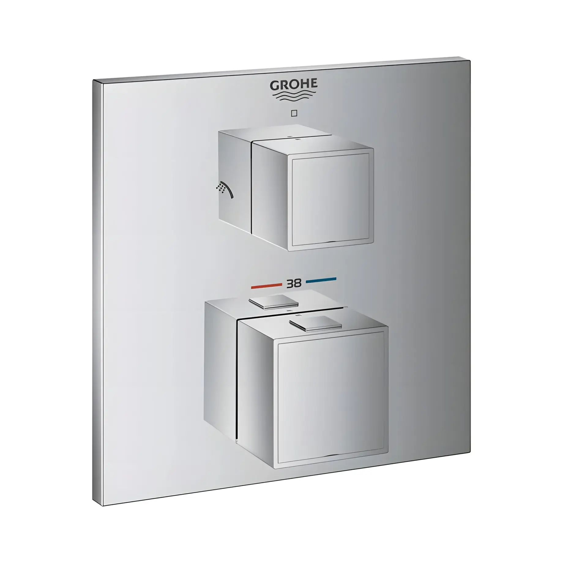 Термостат для ванни/душу прихованого монтажу на 2 споживача Grohtherm Cube Grohe 24154000 Chrome — вид на білому тлі