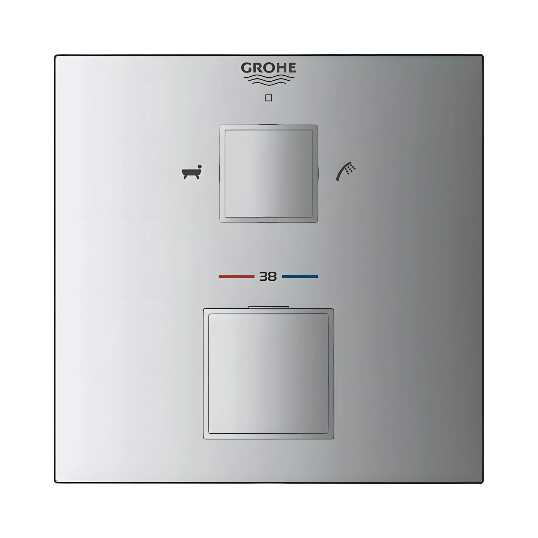 Термостат для ванни/душу прихованого монтажу на 2 споживача Grohtherm Cube Grohe 24155000 Chrome — вид на білому тлі