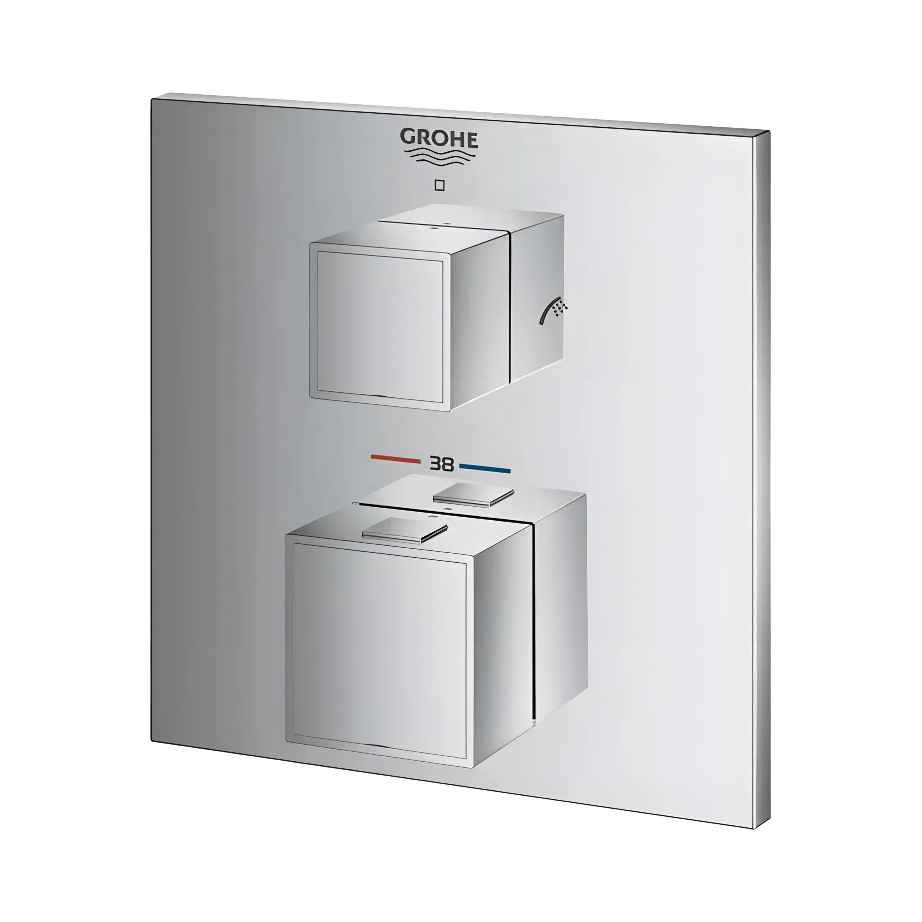 Термостат для ванни/душу прихованого монтажу на 2 споживача Grohtherm Cube Grohe 24155000 — ракурс 3/4