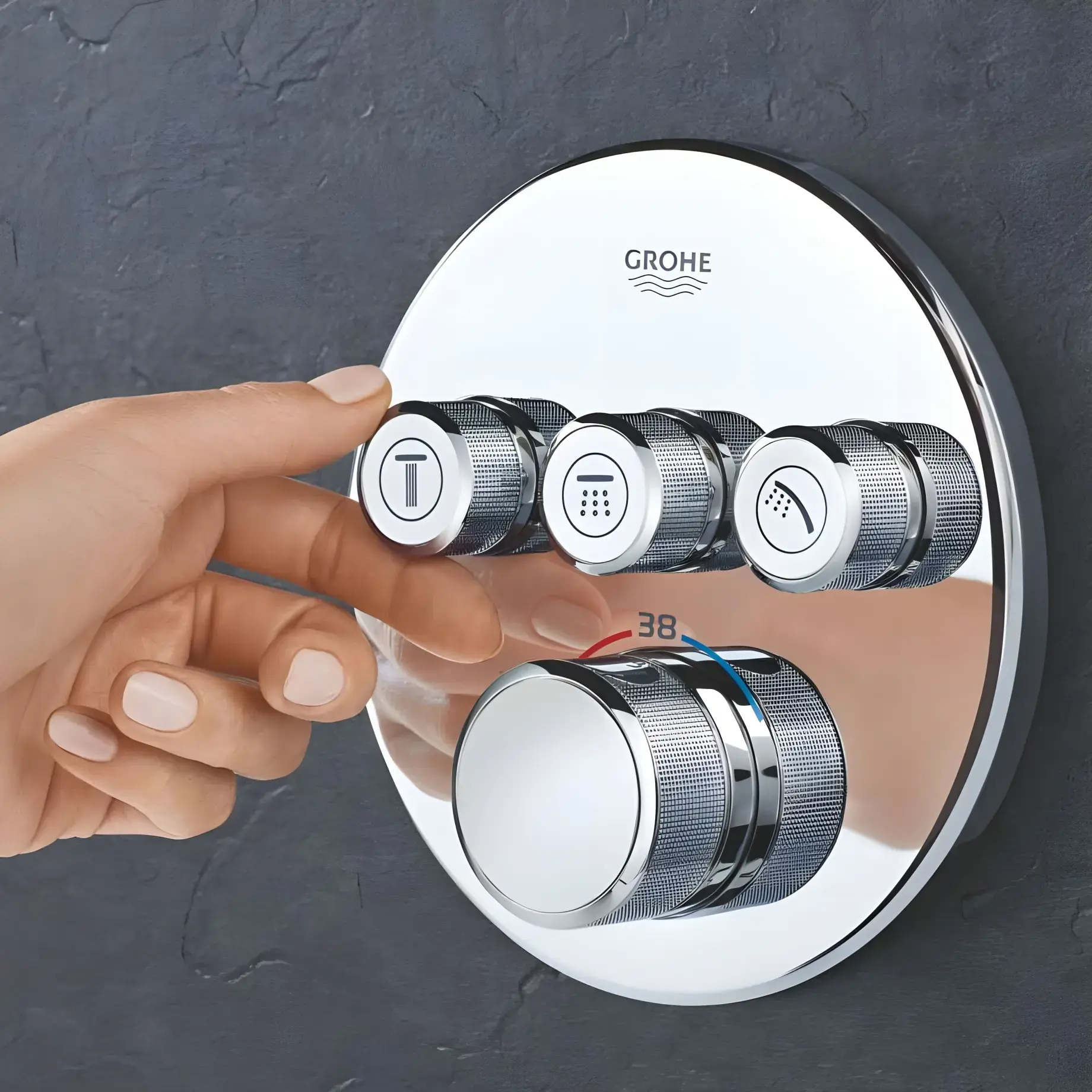Термостат для ванни/душу прихованого монтажу на 3 споживача Grohtherm SmartControl Grohe 29121000 Chrome — вид спереду